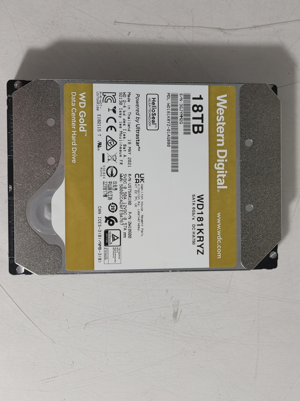 Western Digital WD Gold WD181KRYZ 18 TB SATA III 3.5 in Drive