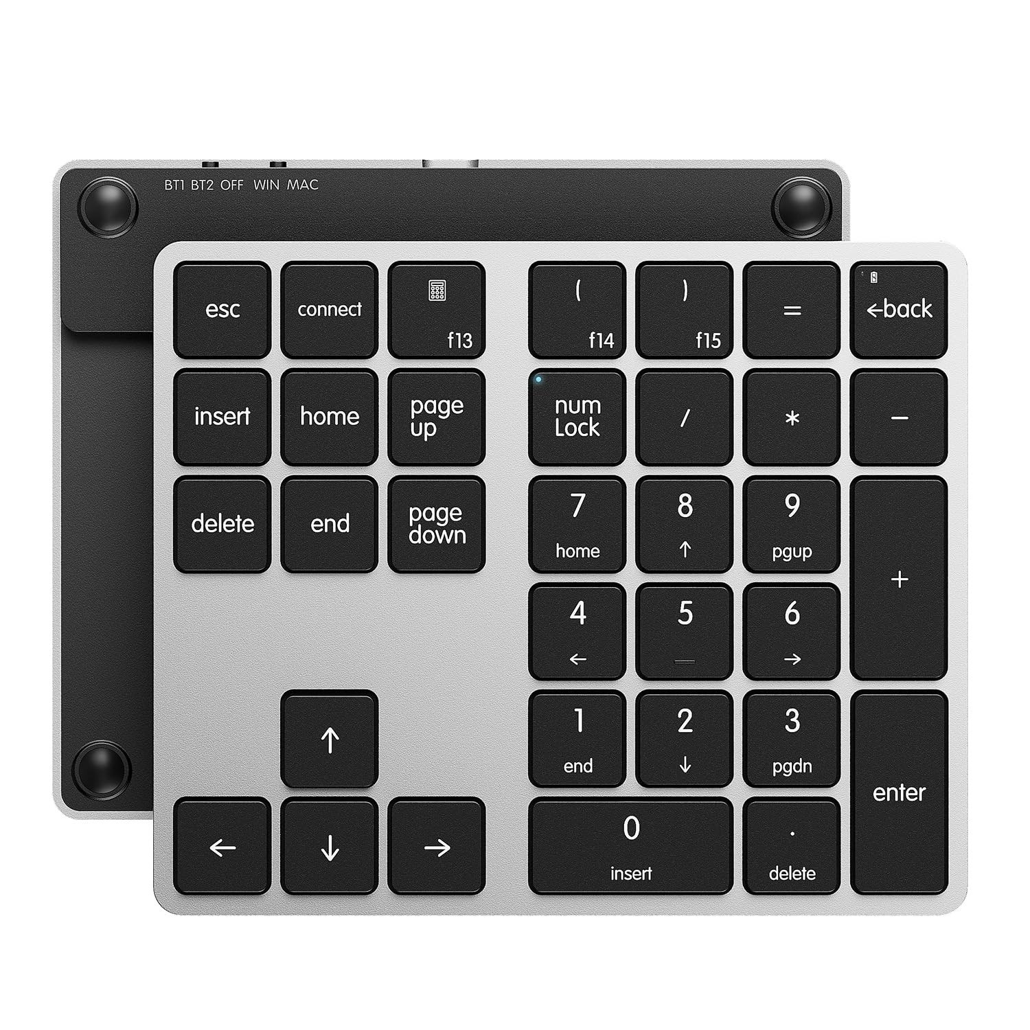 Kisnt KN300BT Bluetooth Number Pad for Laptop Data Entry Black + Silver
