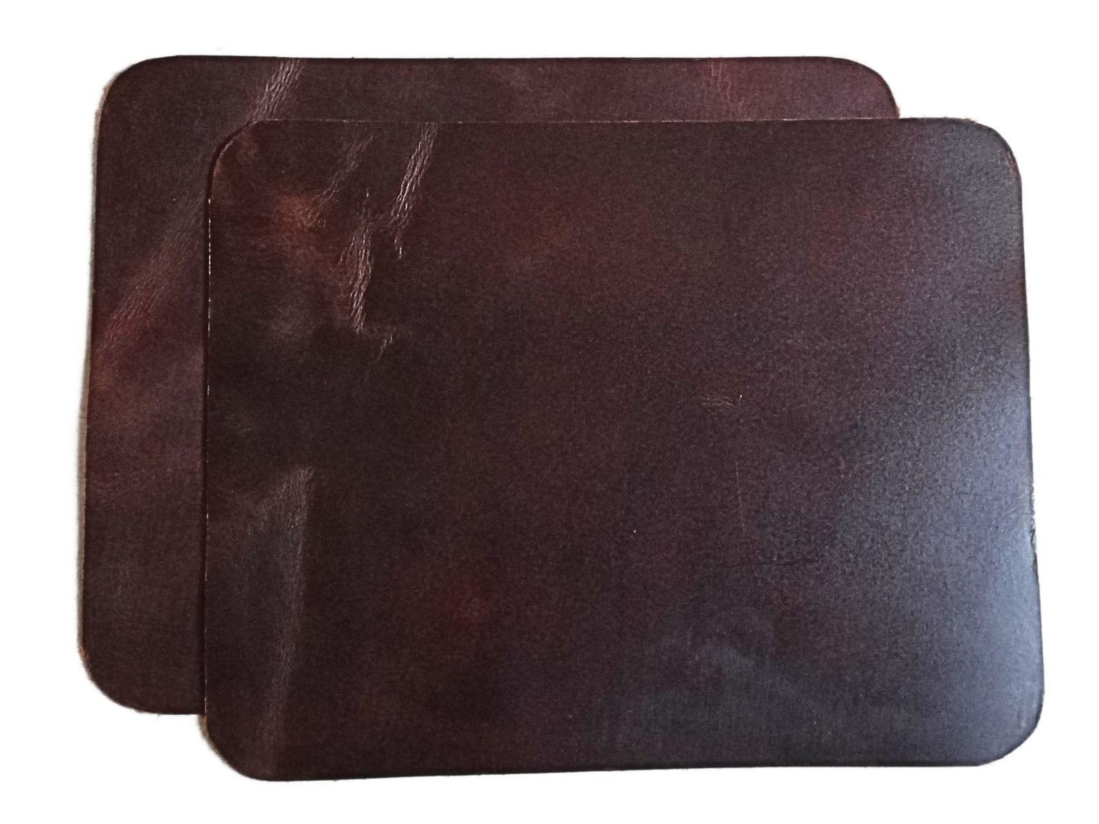 2 Pack 10x8 Full Grain Real Leather Mouse Pads, Walnut Brown, Non-Slip, Desk