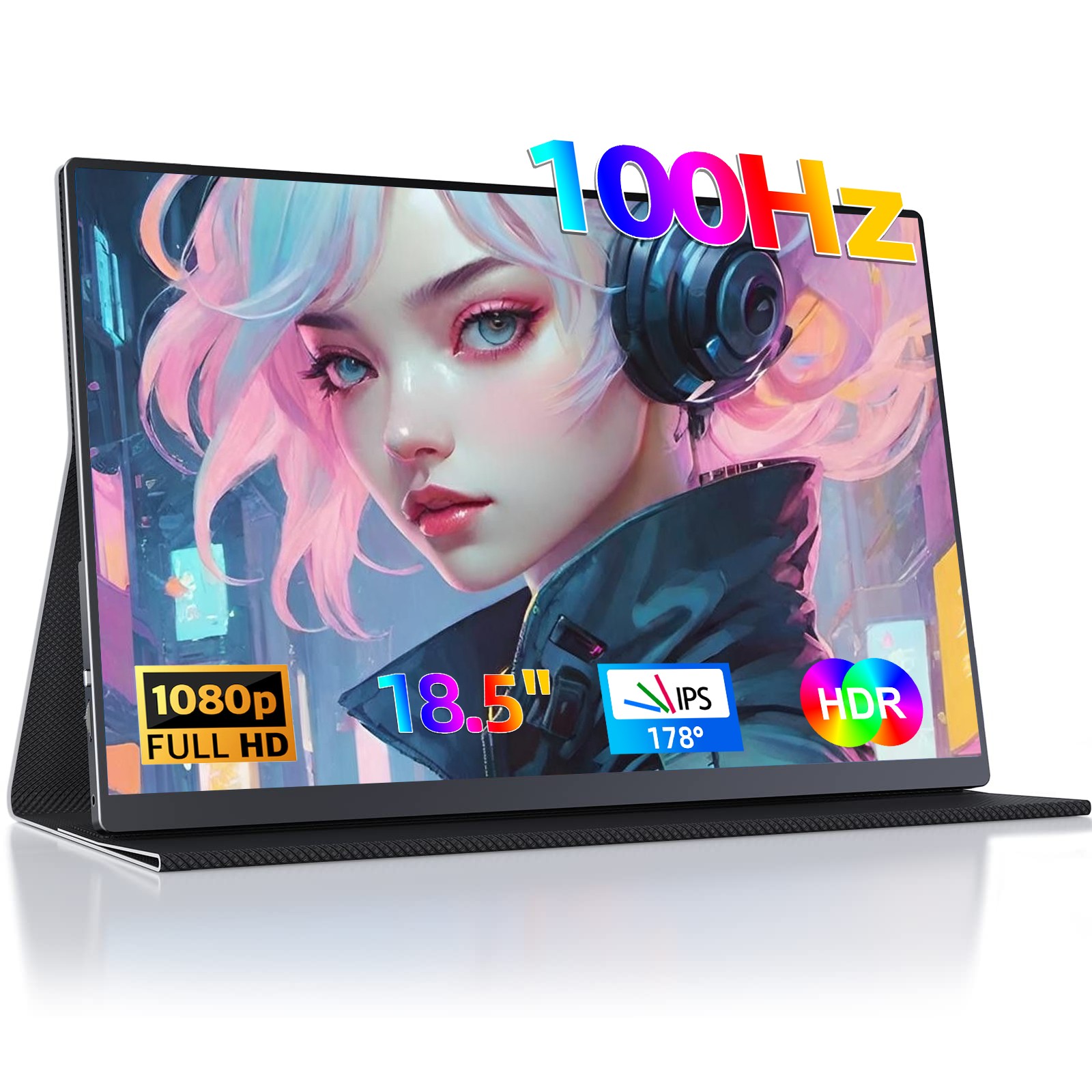 100Hz Portable Monitor 18.5'' 1080P Second Screen Display For Computer PC Game