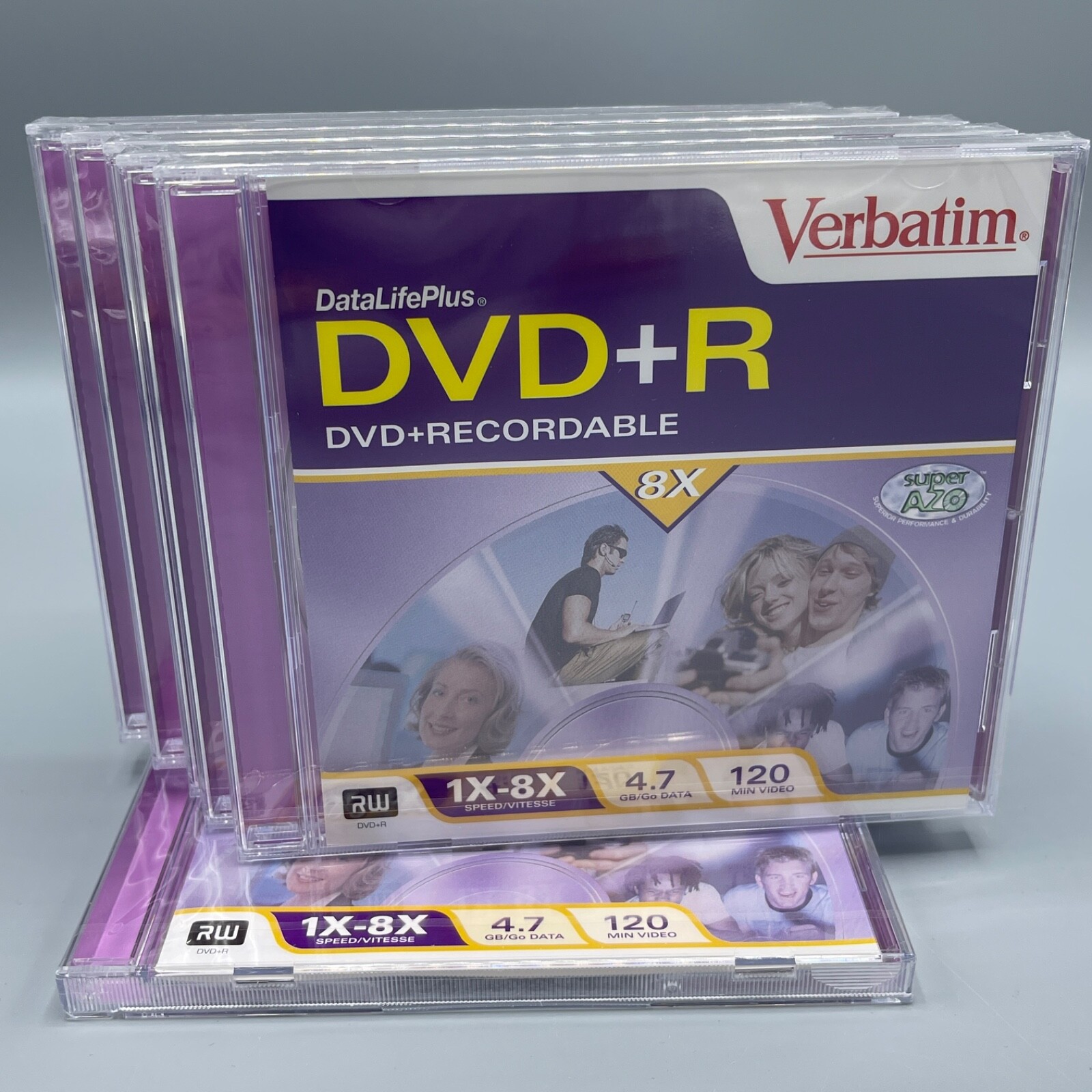 NEW Set of 6 Verbatim Data Life Plus DVD+R 4.7 GB 1X-8X Speed 120 Min