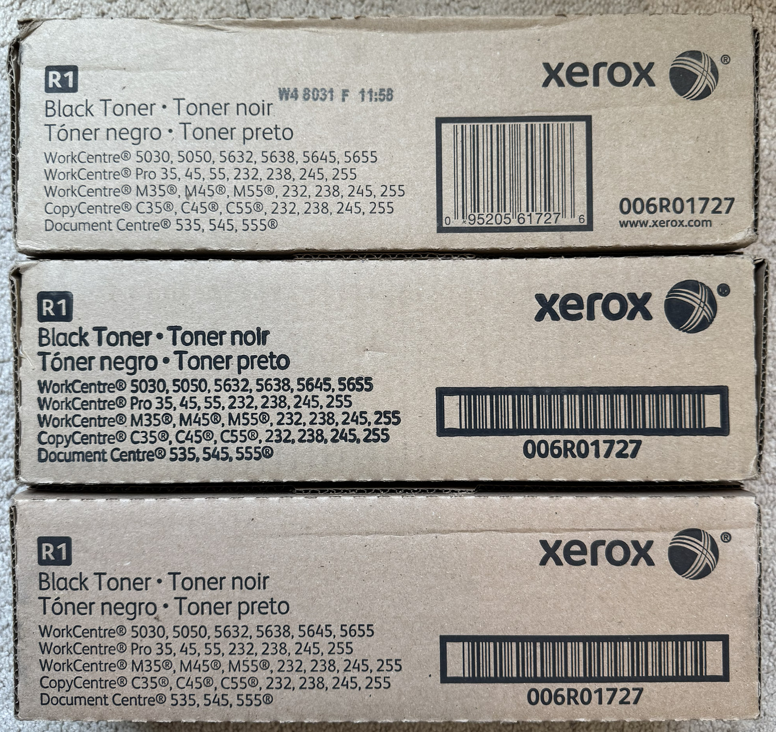 LOTS OF 3 Xerox 006R01727 Black Toner Workcentre 5030 Genuine OEM Sealed