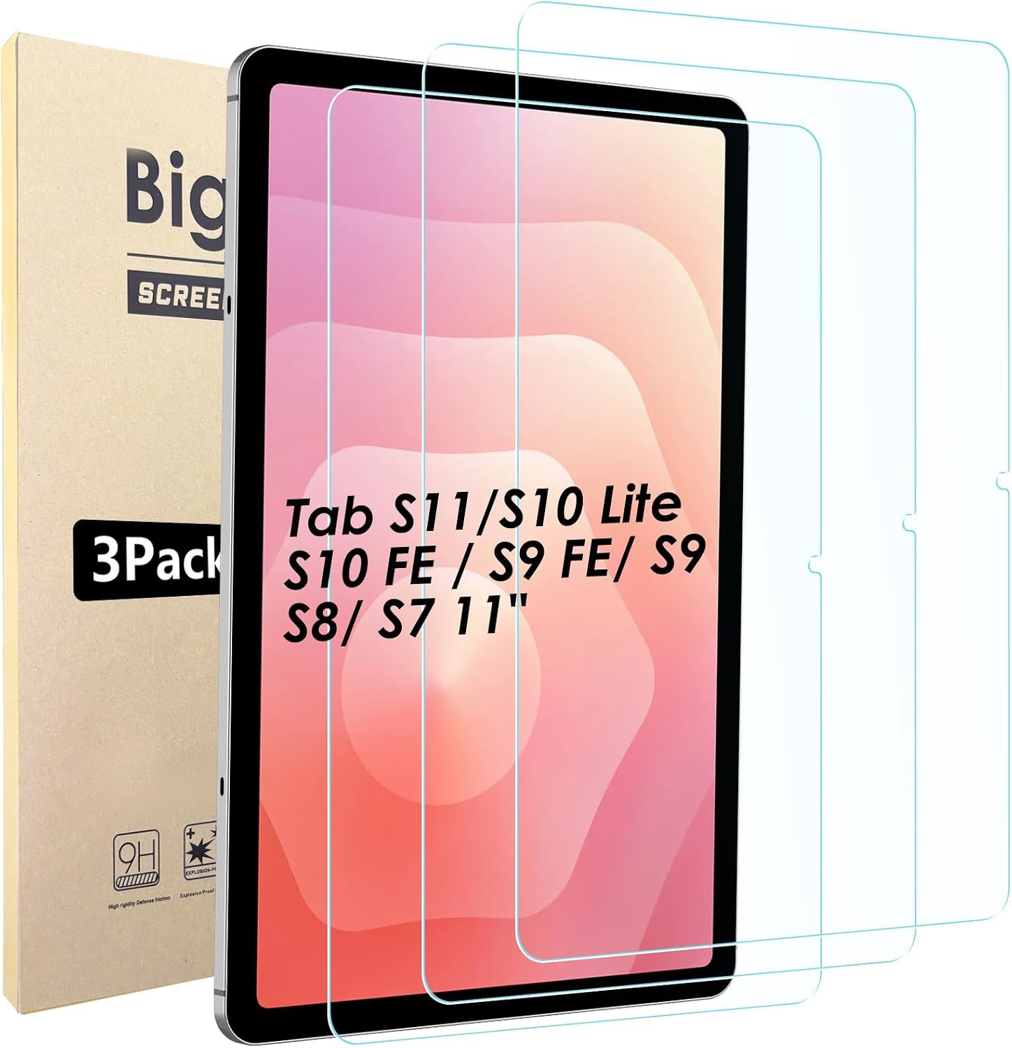 3 Pack of Anti Scratch Tempered Glass Screen Protectors for Samsung Galaxy Tab S