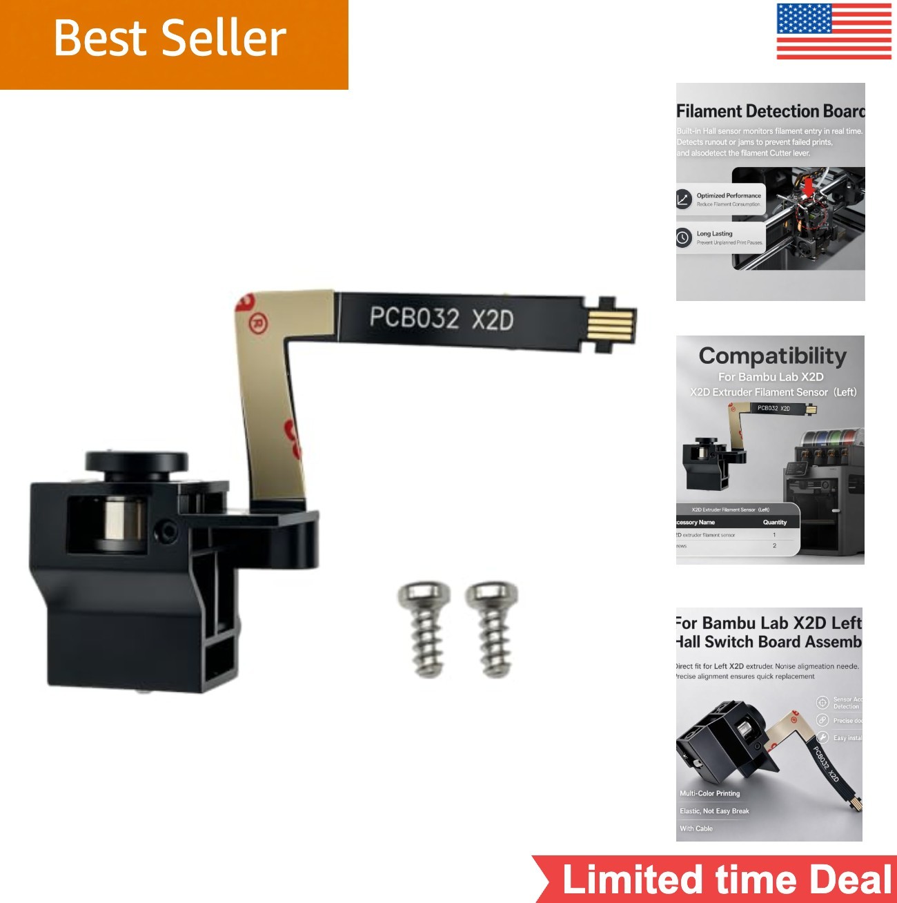 Left X2D Extruder Filament Sensor for Bambu Lab X2D,X2D Hall Switch Board...