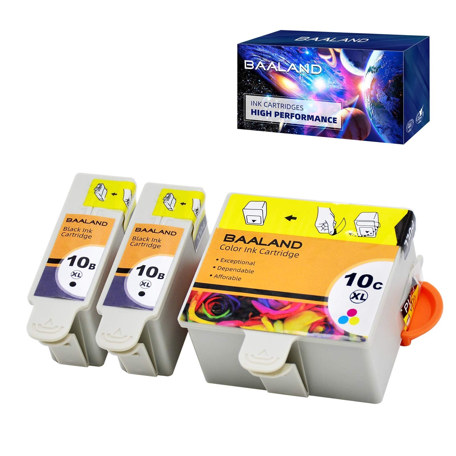 Compatible Kodak 10XL 10B 10C Combo Ink Cartridges 3 Pack (2 Black, 1 Color) ...