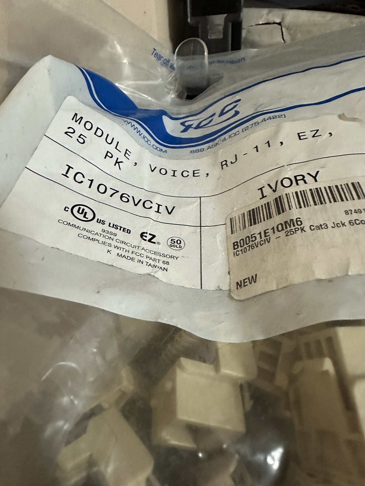 ICC IC1076VCIV Module Voice Rj-11 Ez 25 Pk Ivory
