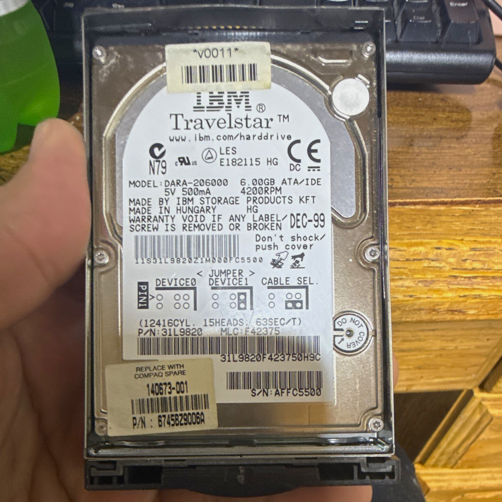 IBM Travelstar 6GB 2.5in ATA/IDE 4200RPM Shock Resistant HDD DARA-206000