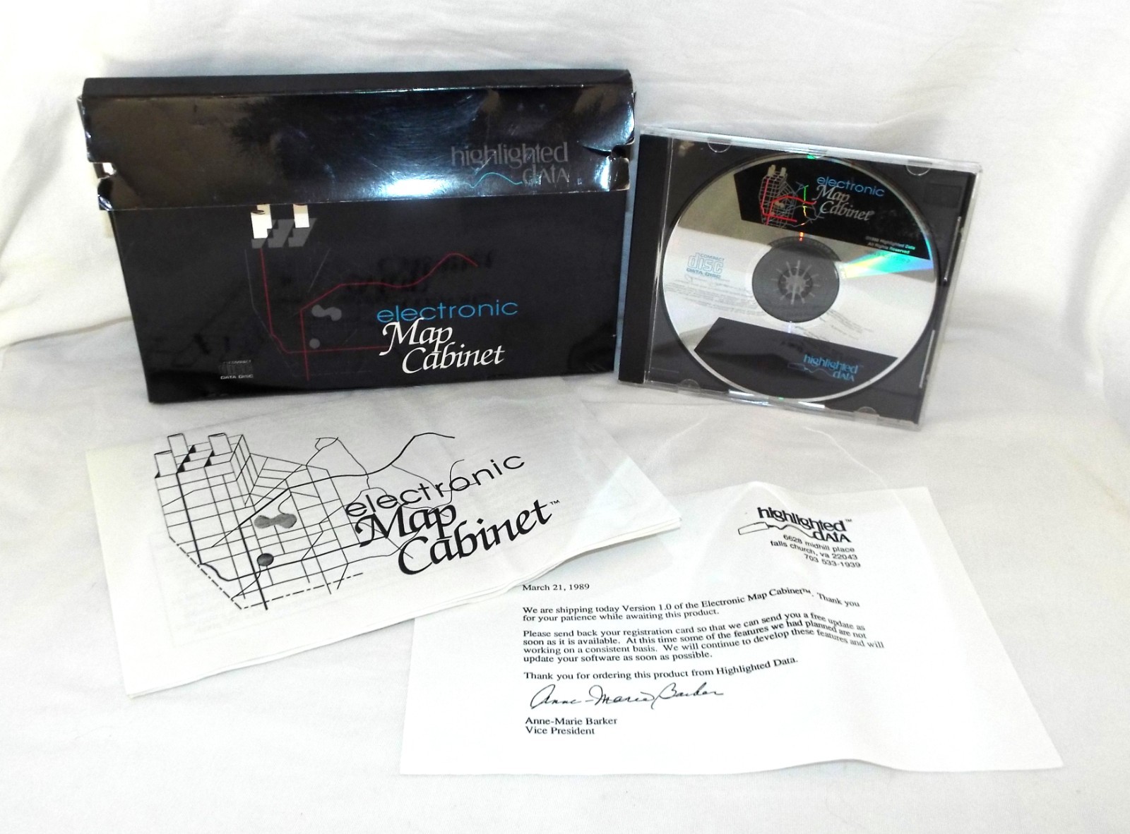 Electronic Map Cabinet Software, Highlighted Data Vintage Historical CD-Rom 1989