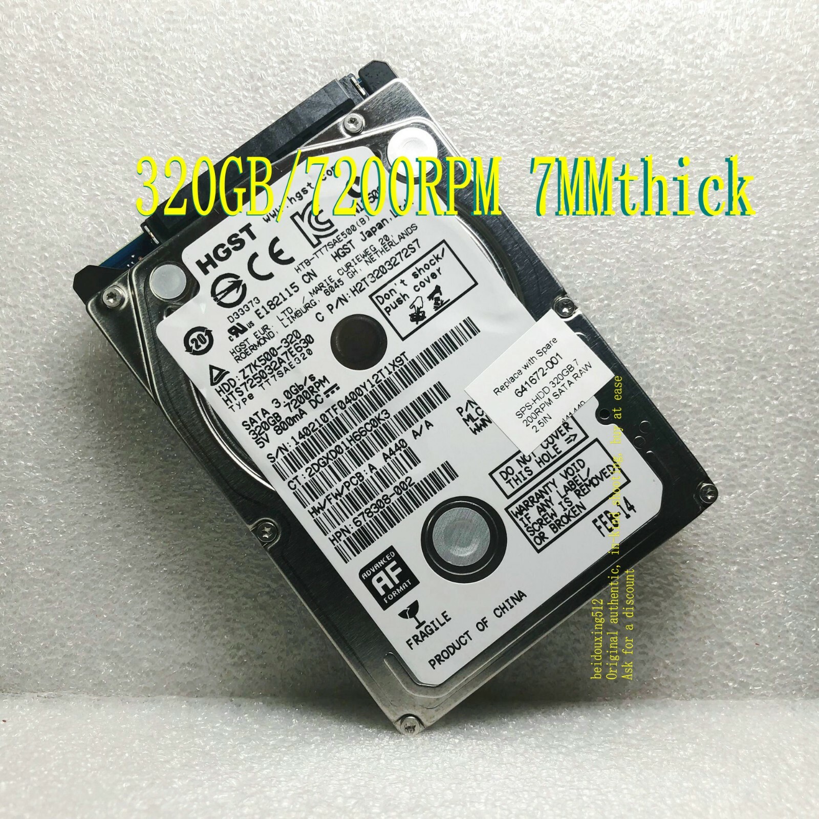 Hitachi 320GB 7200rpm (7MM thick) HTS725032A7E630 notebook hard drive