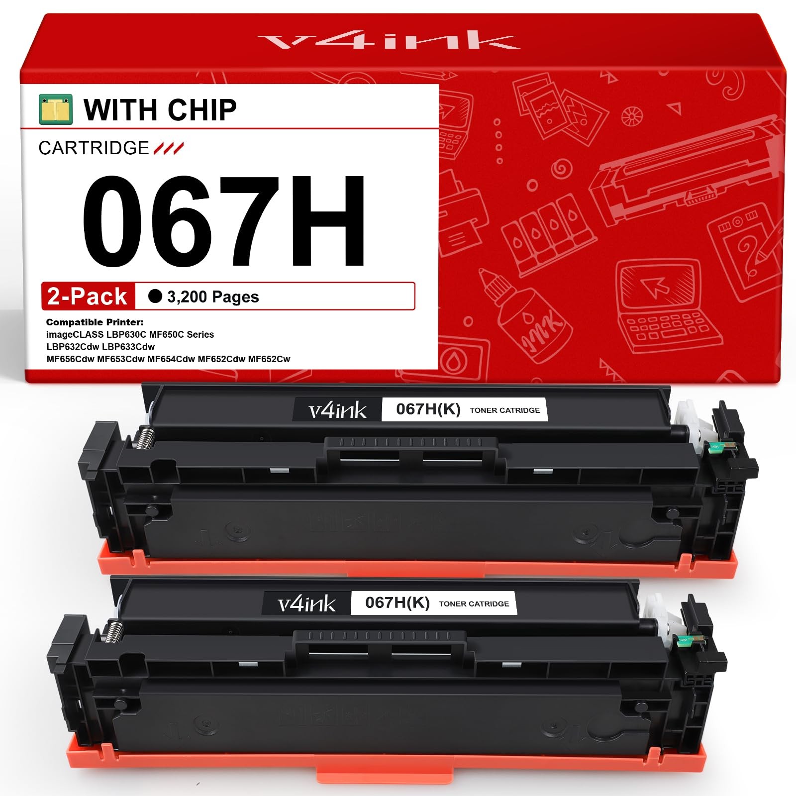 2 Pack Black 067H Laser Printer Toner Cartridges High Yield Compatible Canon