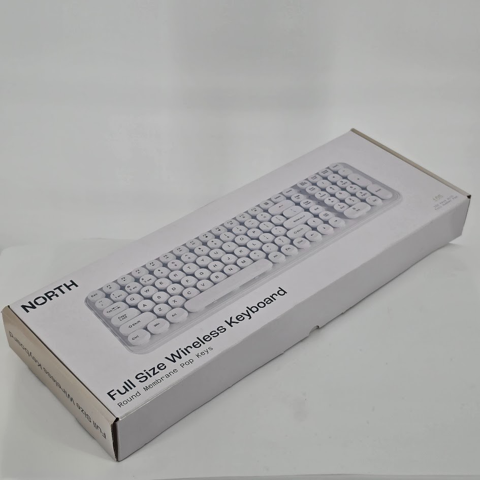 North Full Size Round Pop Key Wireless Keyboard - White: 105 Keys