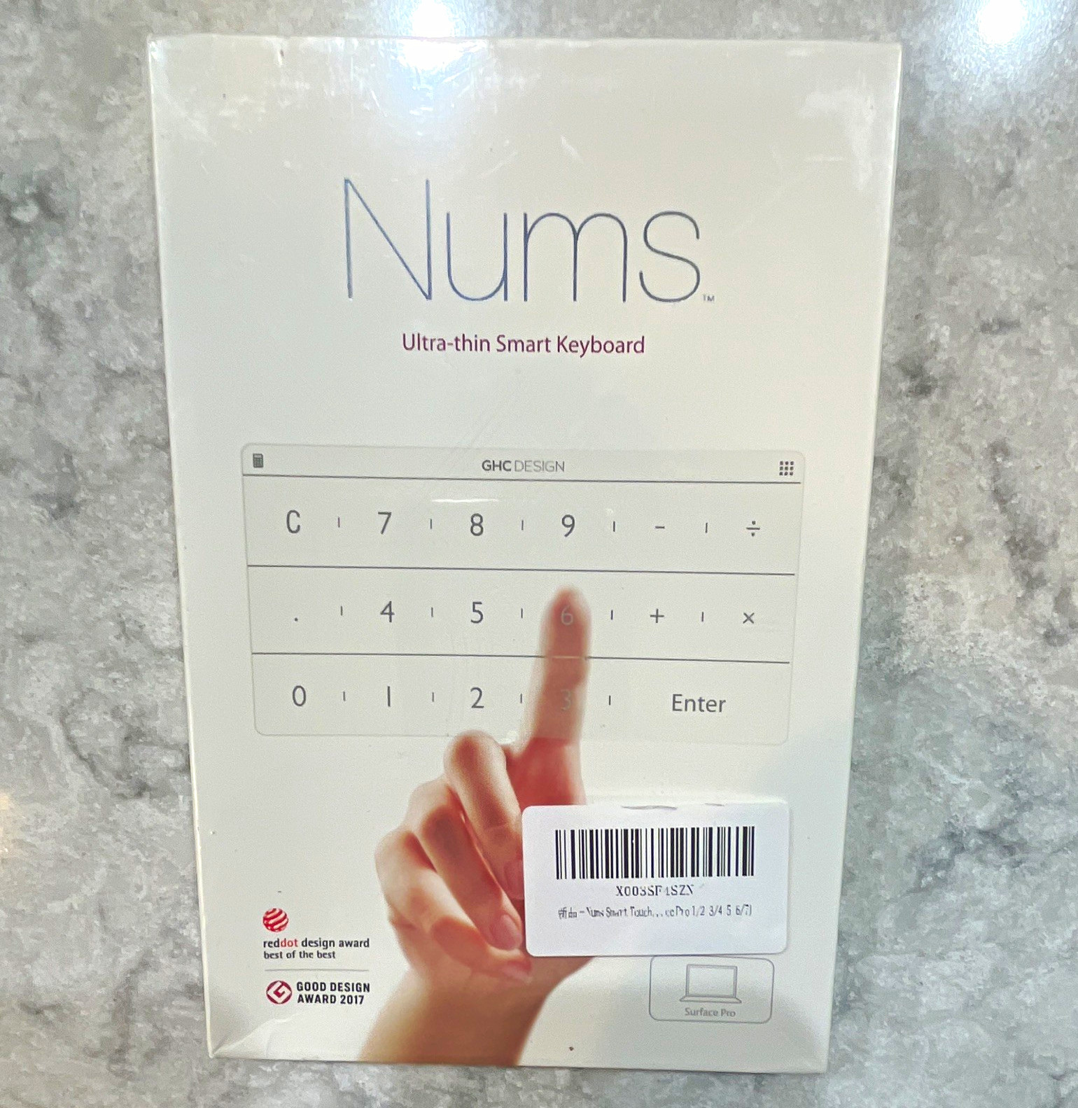 GHC DESIGN Nums Ultra-thin Smart Touch Keyboard for Surface Pro, White QWERTY