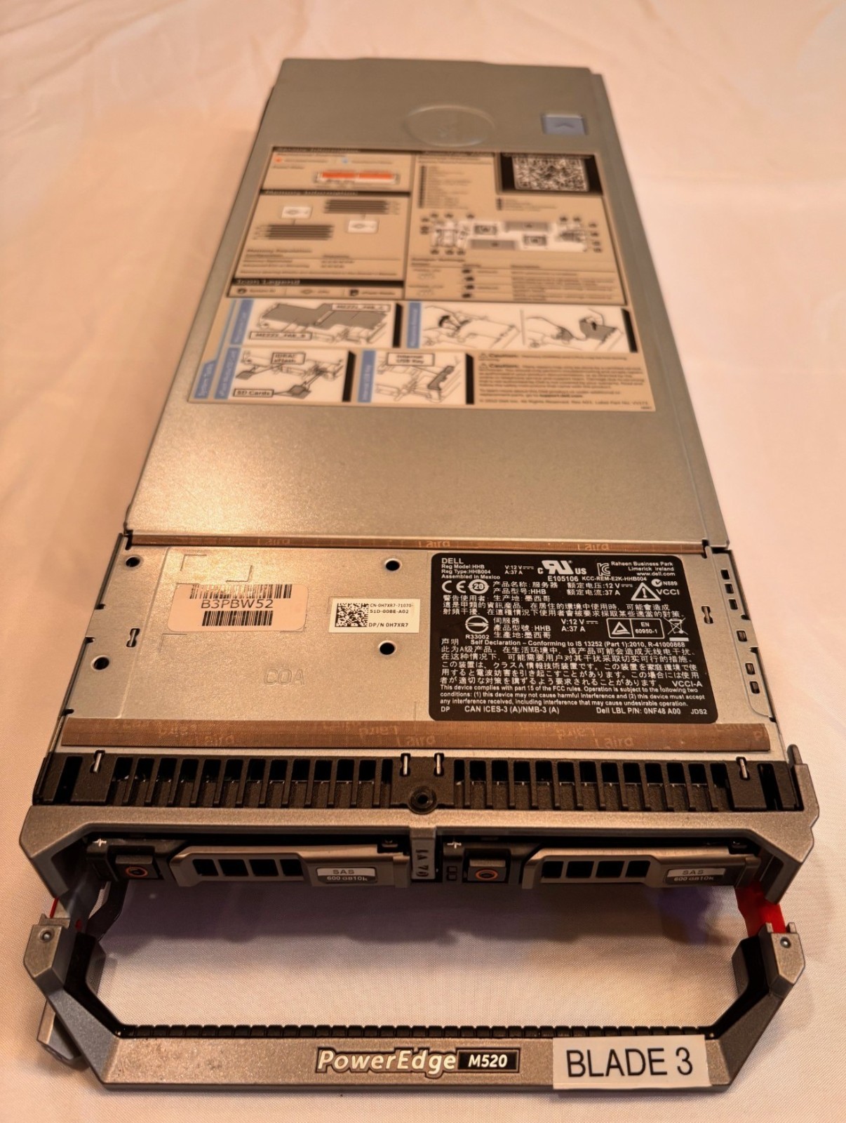 Dell PowerEdge M520 Blade Server 2x2.5GHZ E5-2430 , 96GB (6x16GB) , 2x600GB SAS
