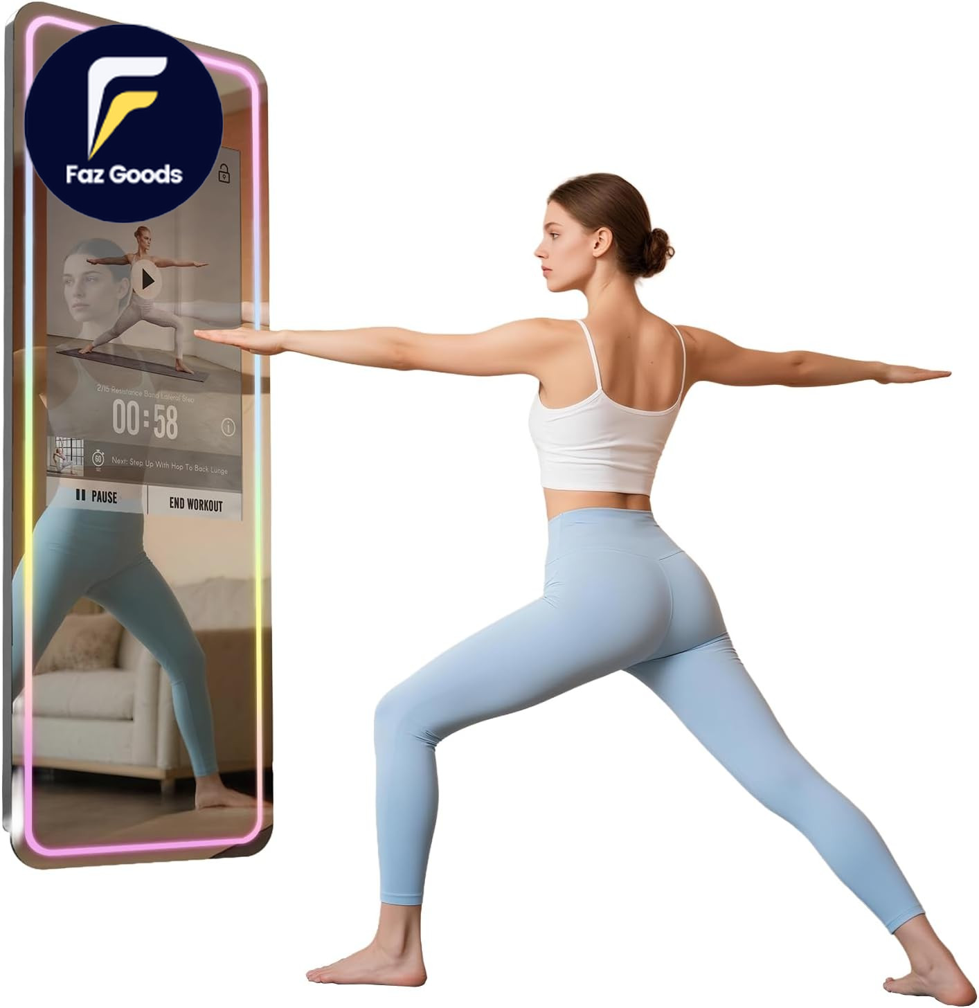 Smart Gym Mirror for Home Workout 32" HD Touch-Screen Andriod OS 63" Reflectiv