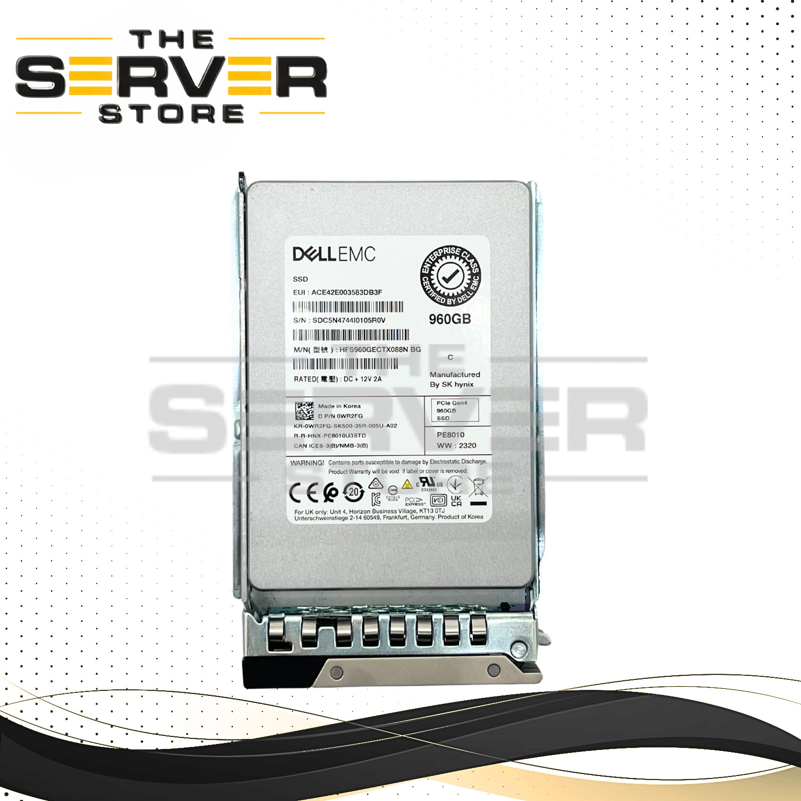 Dell EMC 960GB NVMe U.2 PCIe Gen 4.0 x4 SFF 2.5" SSD Hynix PE8010 0WR2FG WR2FG