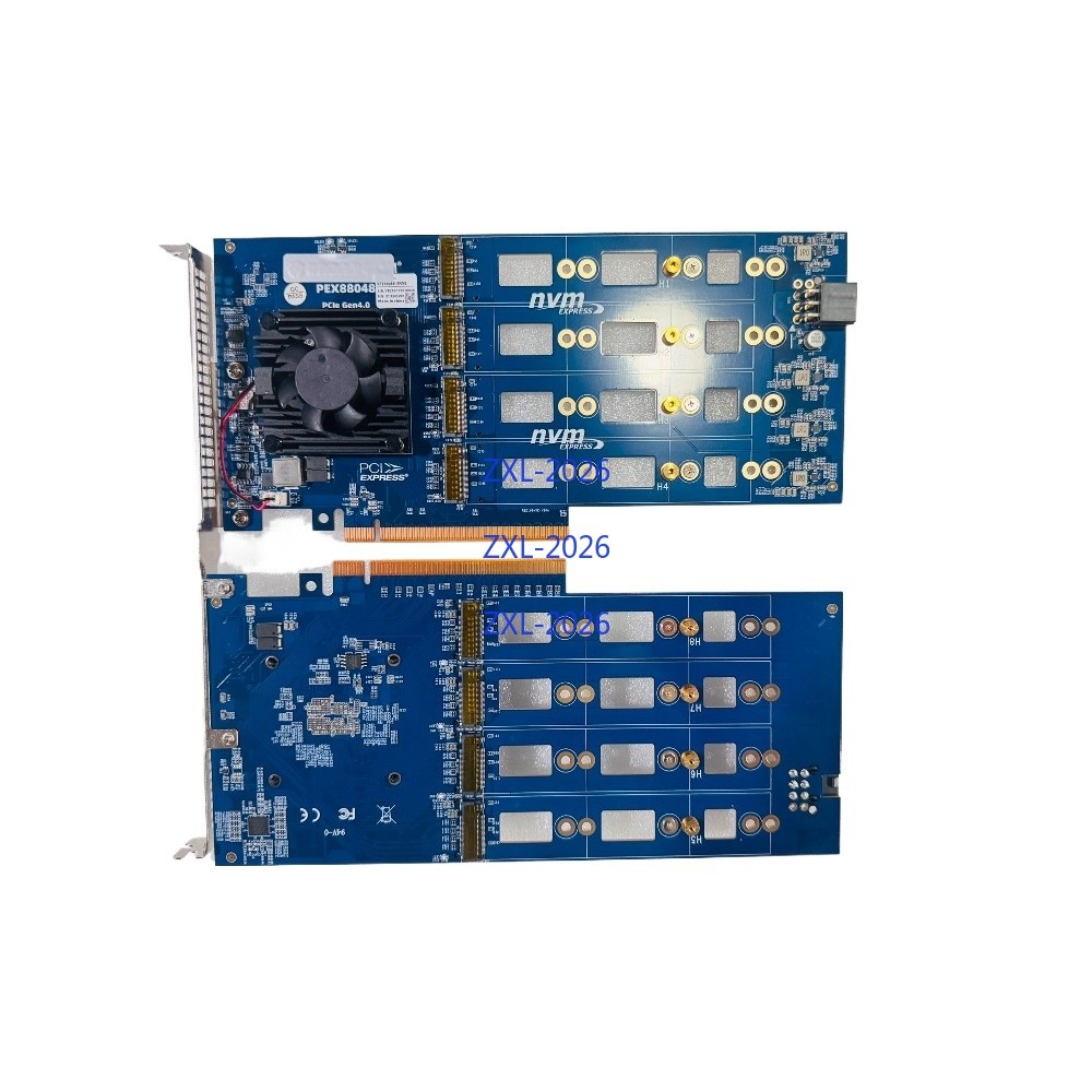 PEX88048 PCIe 4.0 X16 To 8 Port M.2 NVMe SSD Adapter Through Mode ZFS TrueNAS