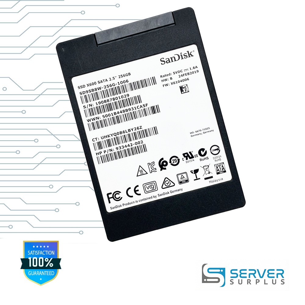 HP X600 256GB SATA 6Gb/s 2.5-Inch Enterprise SSD | 933442-002 | SD9SB8W-256G-100
