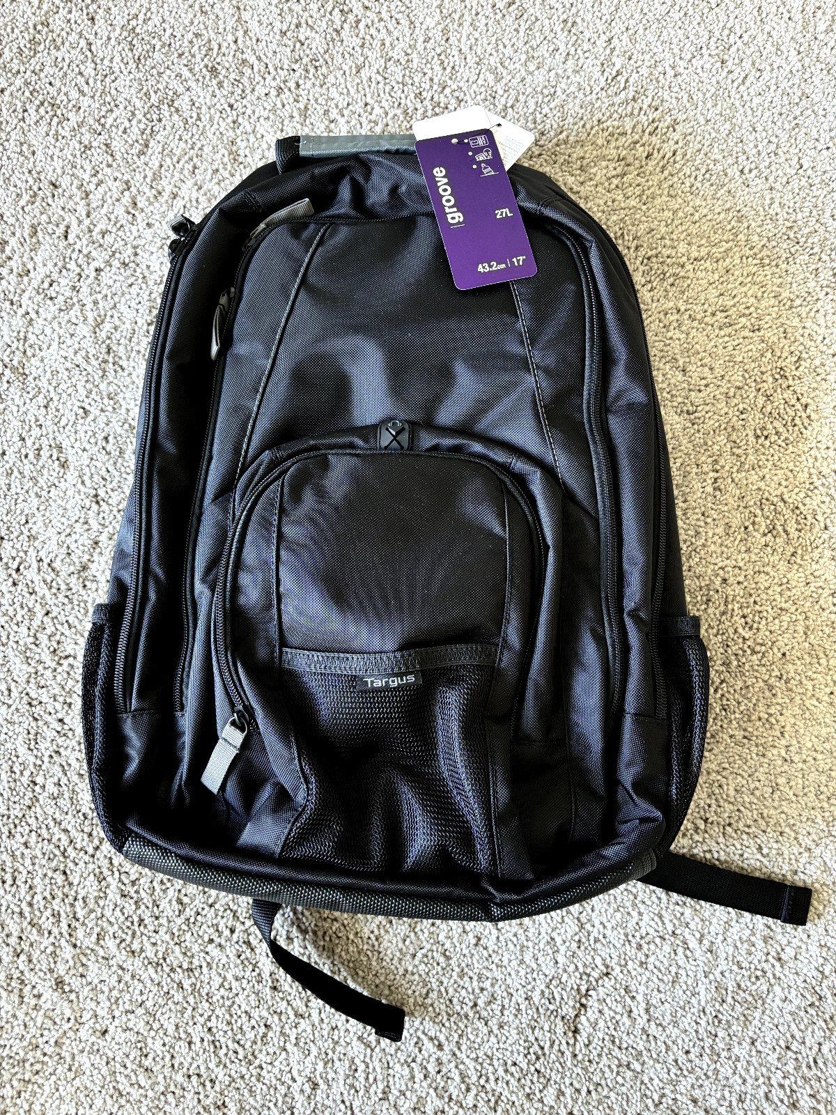 Targus 17 Inch Groove Laptop Backpack Bag 27L Black NEW, UNUSED, w/ Tags