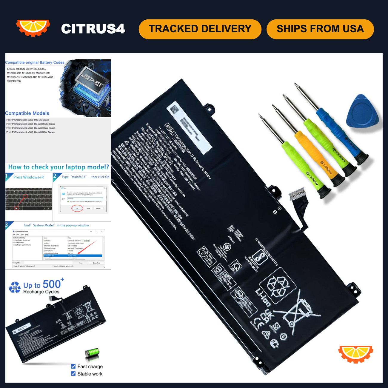 High-Capacity 58.84Wh Laptop Battery for HP Chromebook x360 14C Series - HSTNN-O