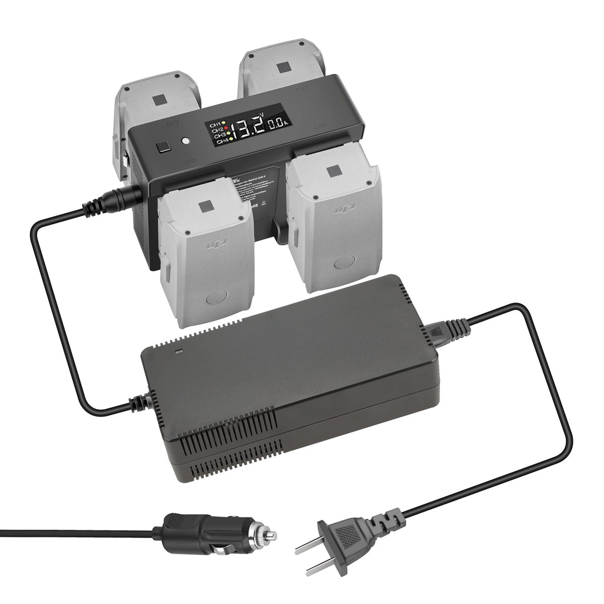 Hanatora Battery Home & Car Charger Switch for DJI Air 2S Mavic Air 2 5 in 1 Hub