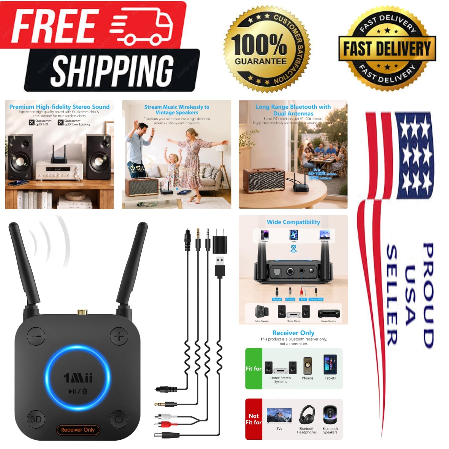 Upgrade Your Sound: B06Pro Bluetooth 5.3 Receiver with Low Latency & 3D Audio