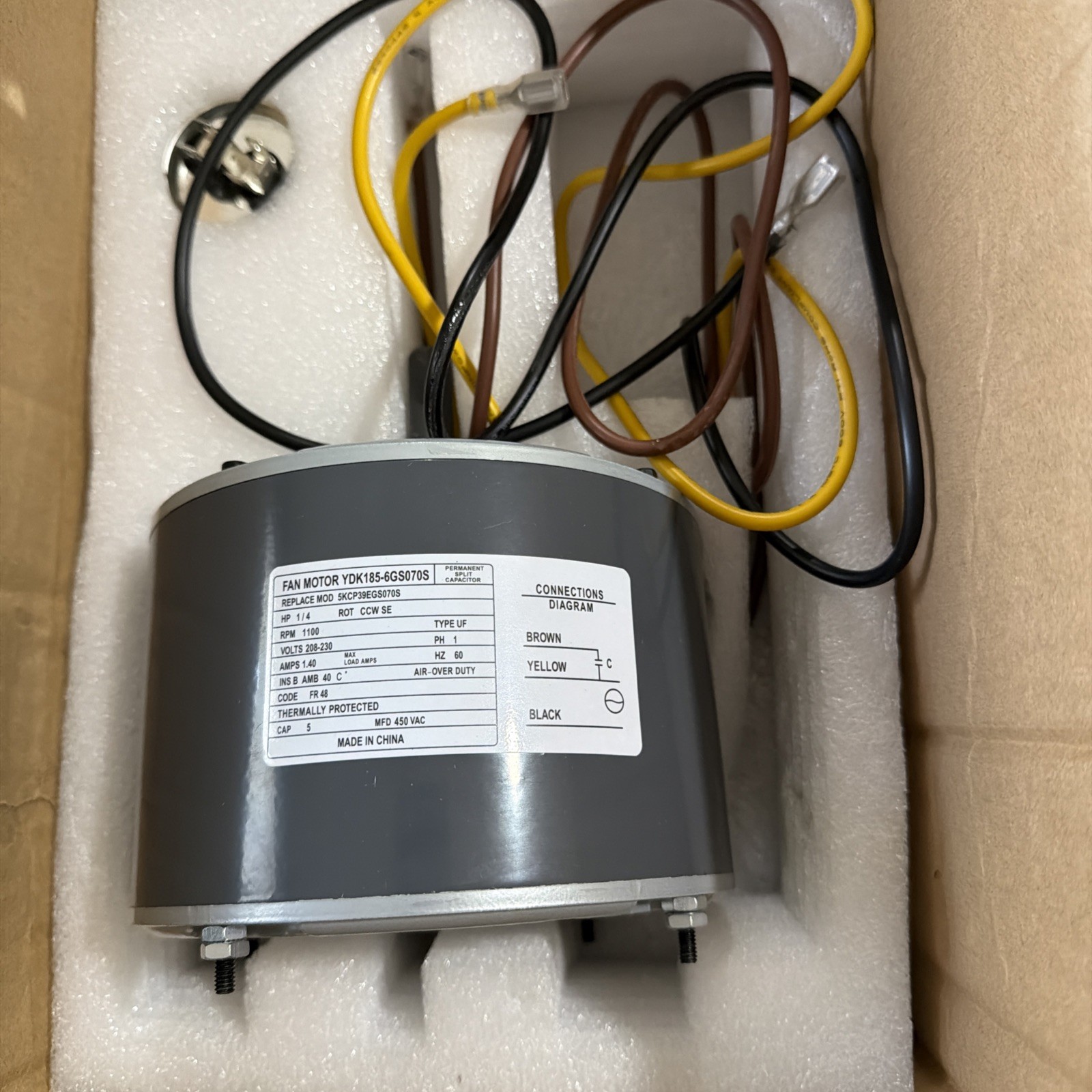 PIRIPARA Condenser Fan Motor 5KCP39EGS070S,1/4 hp, 1100 RPM,208-230V Condense...