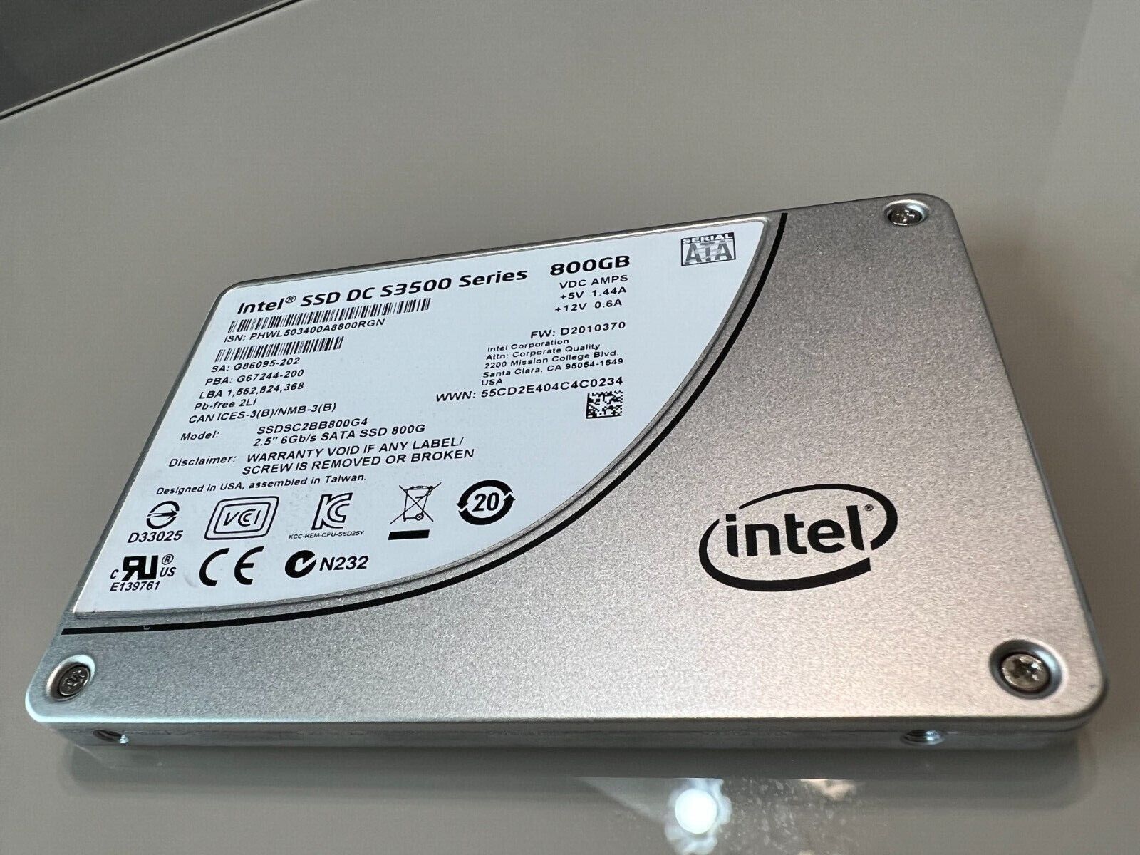 Intel SSD DC S3500  800GB Internal 2.5\