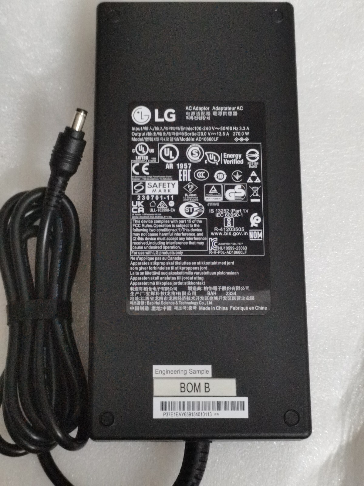 20V 13.5A AD10660LF For LG UltraGear OLED Gaming Monitor 270W AC Adapter