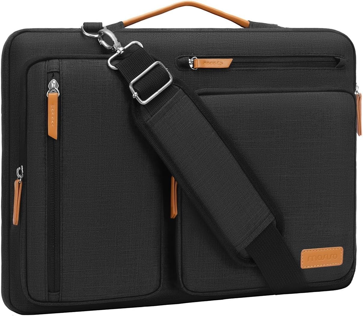 Stylish Black 17.3-Inch Laptop Bag with Adjustable Strap & Multiple Pockets