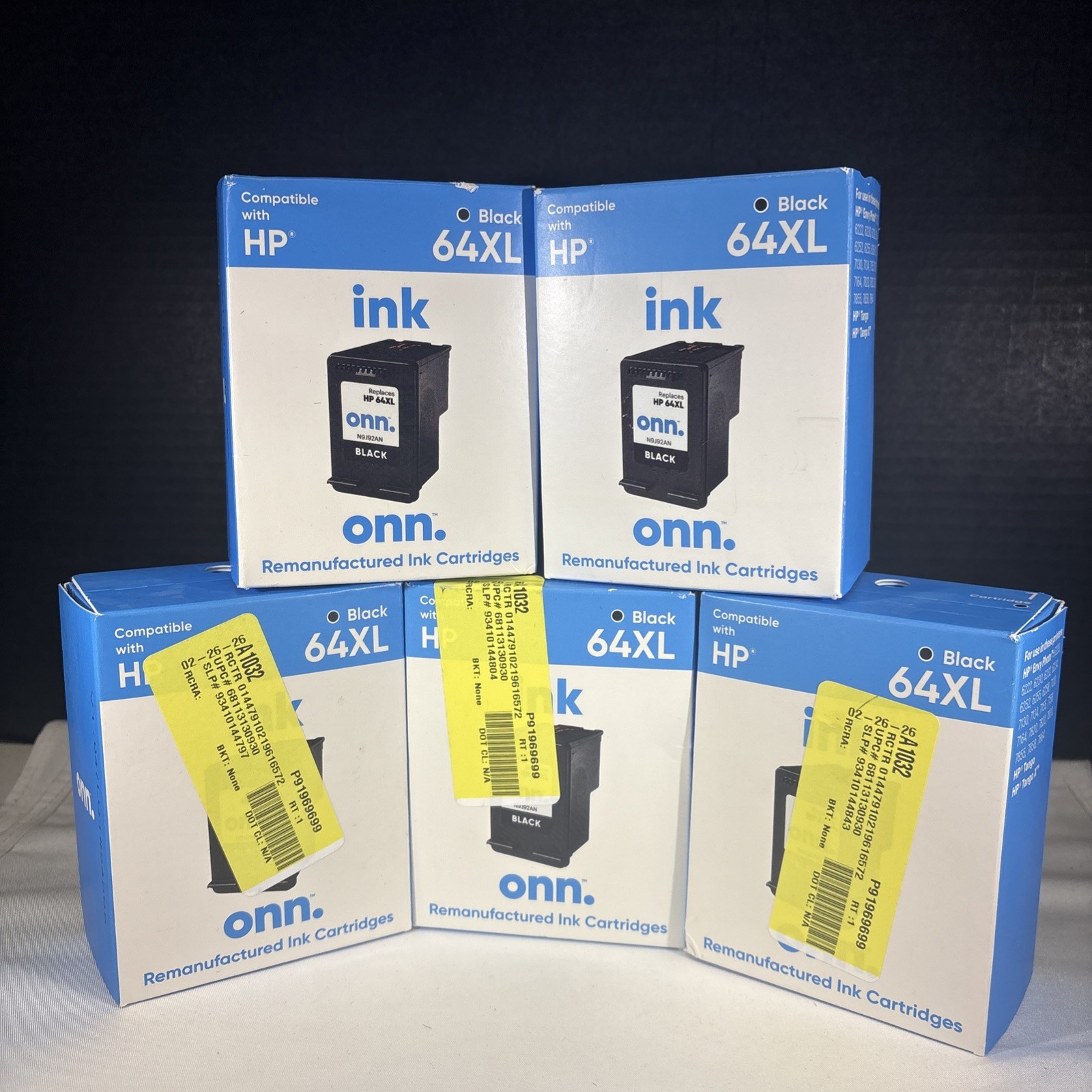 5 BOXES OF ONN Compatible Ink Cartridge Black 62XL Sealed Box NEW EXP 2025