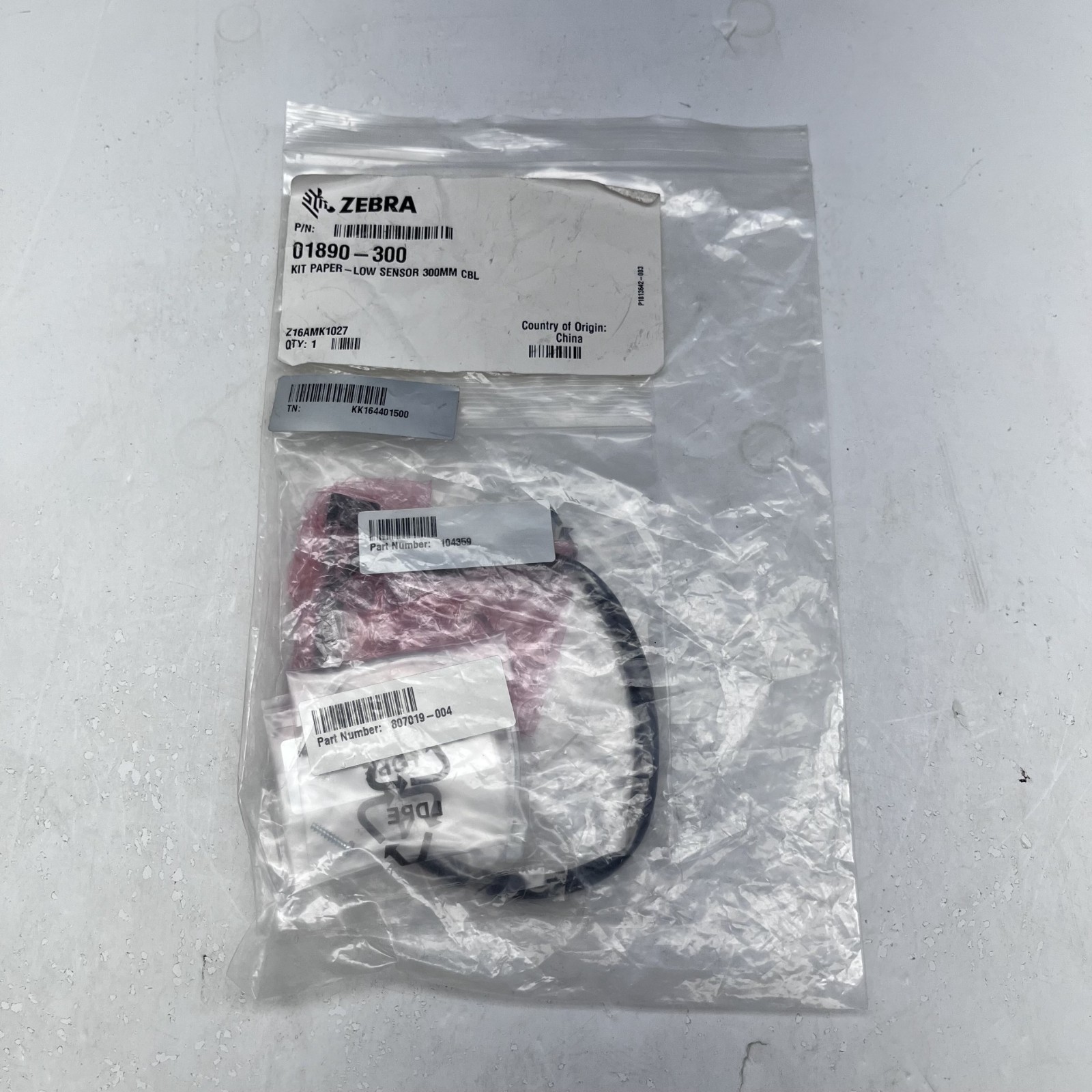 Zebra KR403 01890-300 Printer 300MM Paper Low Sensor CBL Kit B1