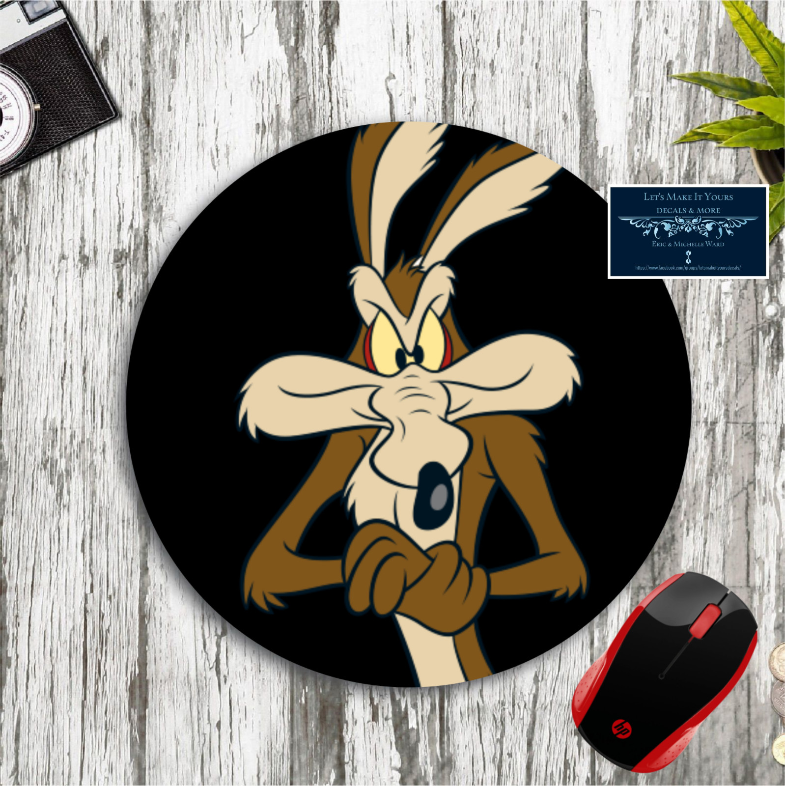 WILE E COYOTE LOONEY TUNES CUSTOM ROUND PC DESK MAT MOUSE PAD HOME SCHOOL GIFT