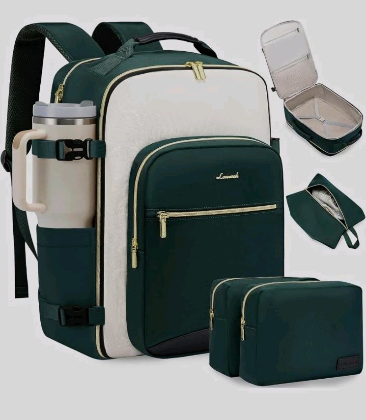 LOVEVOOK 40L Travel Backpack Waterproof TSA Friendly 17in Laptop Dark Green