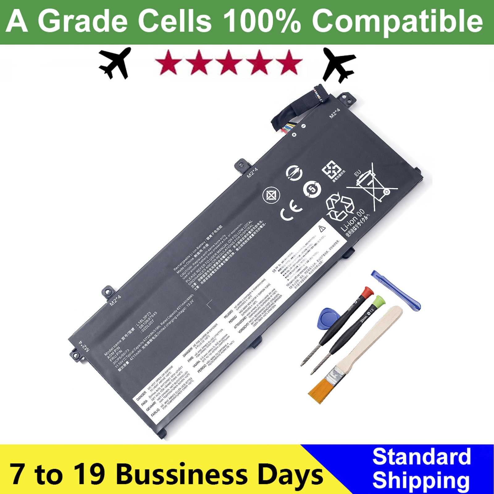 L18L3P73 L18M3P73 Battery For Lenovo ThinkPad T490 T495 P43S P14s T14 02DL007