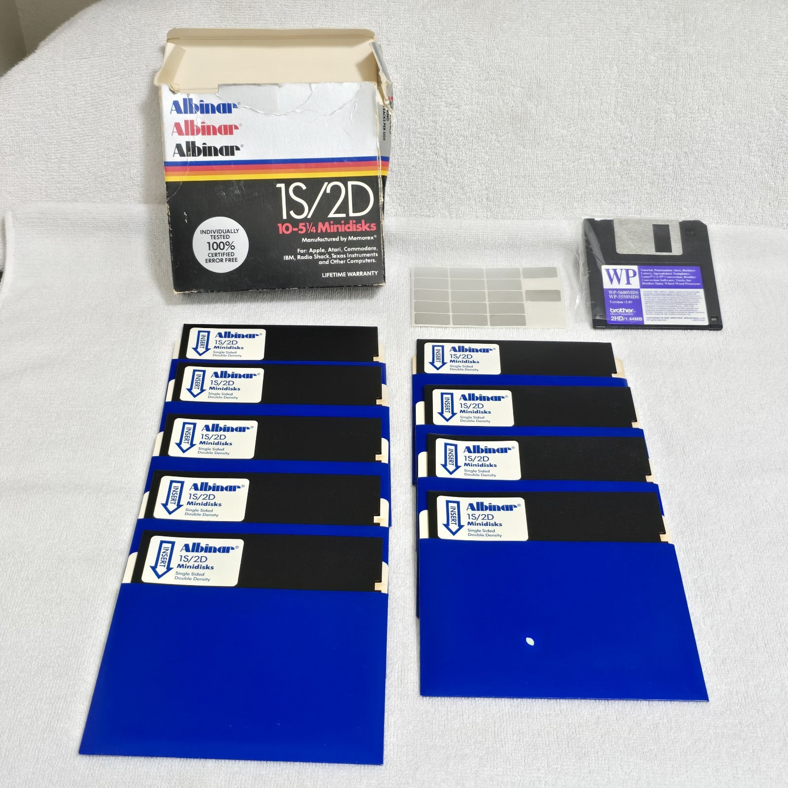Vintage Albinar 5.25" Floppy Disks Box 9-Pack NOS 1S/2D 