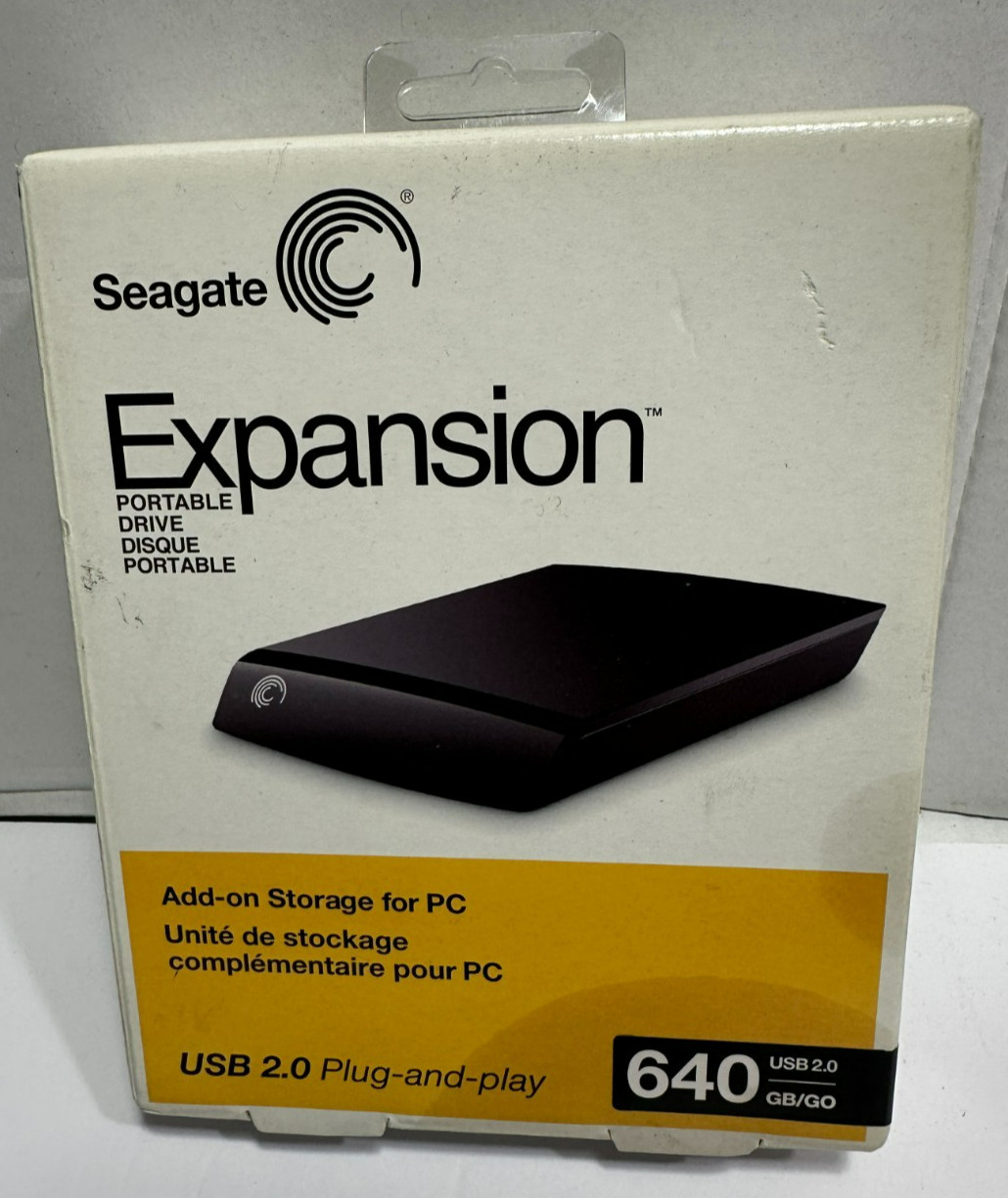 Seagate Expansion Portable Drive 640GB USB 2.0 Plug-and-Play NEW/SEALED