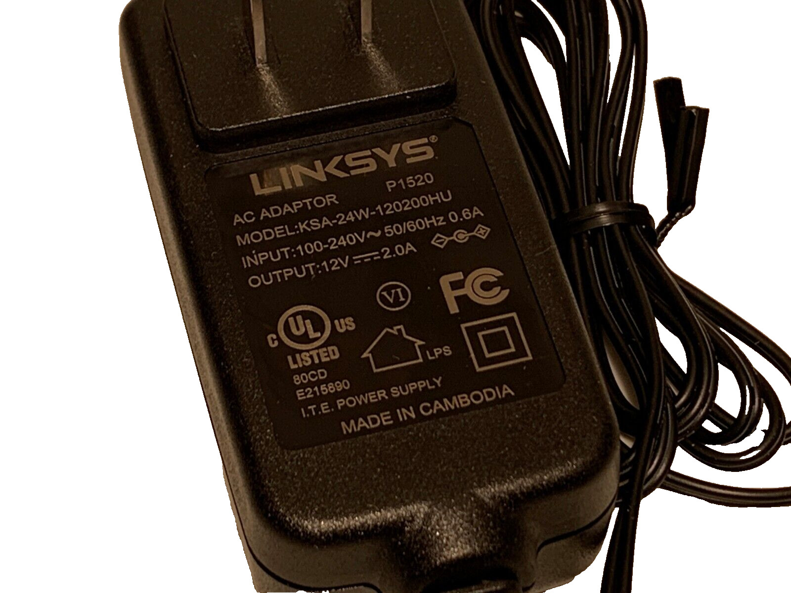 NEW GENUINE LINKSYS ADAPTER COMPATIBLE WB-24J12FU DSA-24PFM-12 FUS 12V 2A 2.1mm