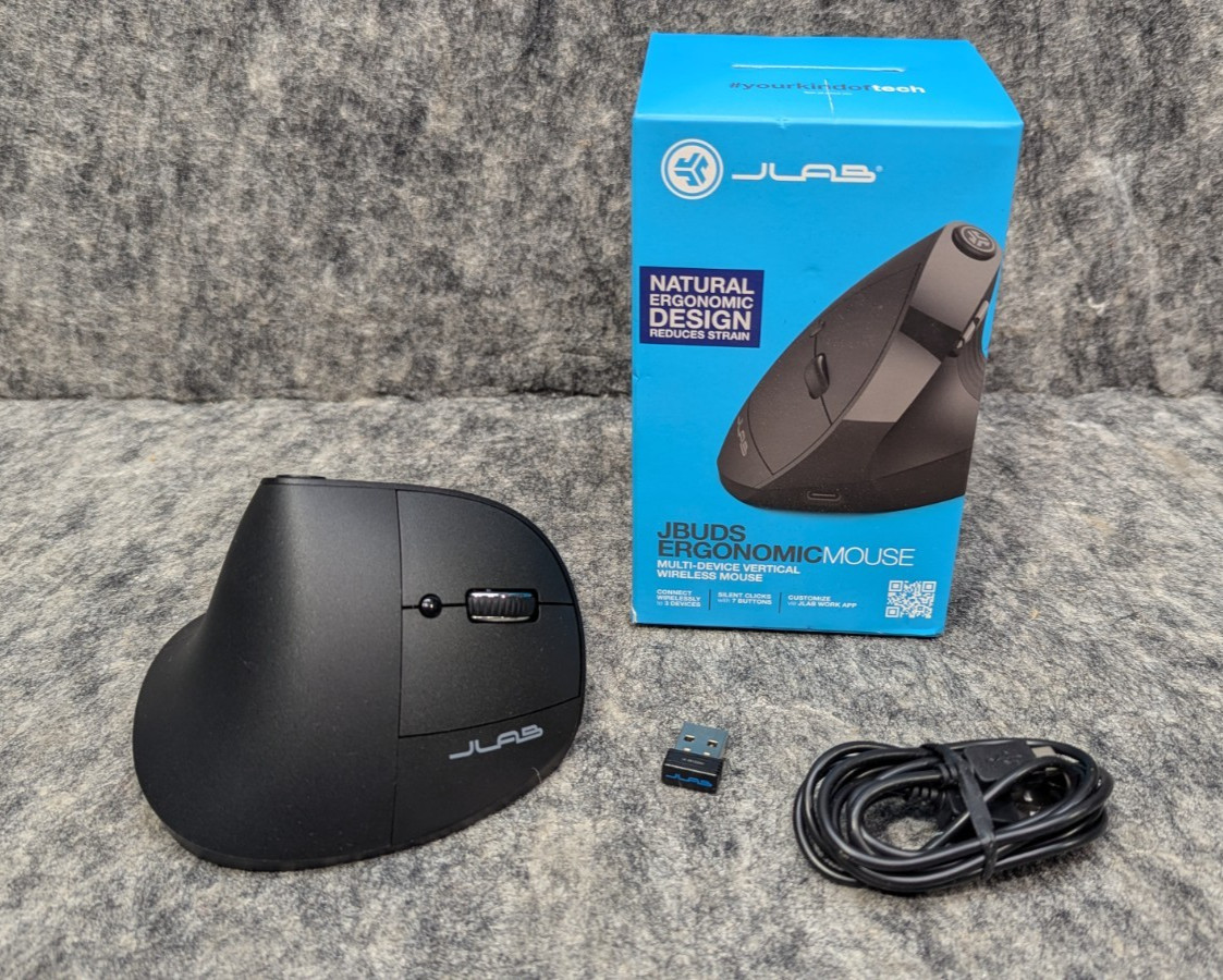 JLab JBuds Ergonomic Wireless Mouse Multi-Device Vertical Wireless Mouse  Black