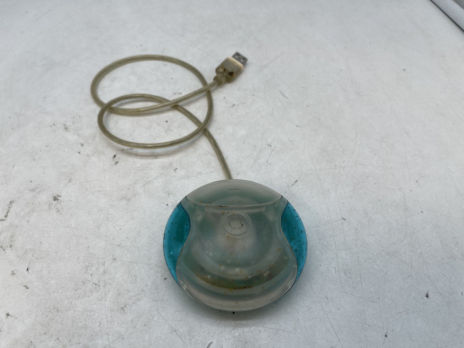Vintage Apple USB Mouse M4848 Bondi Blue "Hockey Puck" Mac Mouse - Free S/H