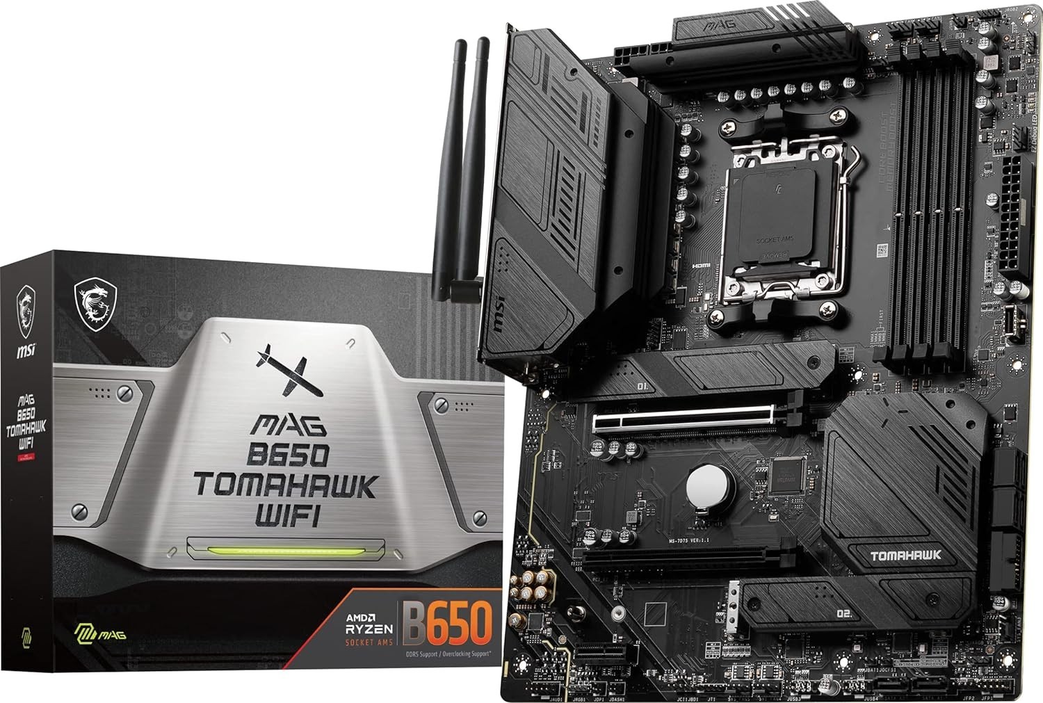 MSI MAG B650 TOMAHAWK WiFi AM5 ATX AMD Motherboard Wi-Fi 6E, AMD Ryzen 7000 Seri