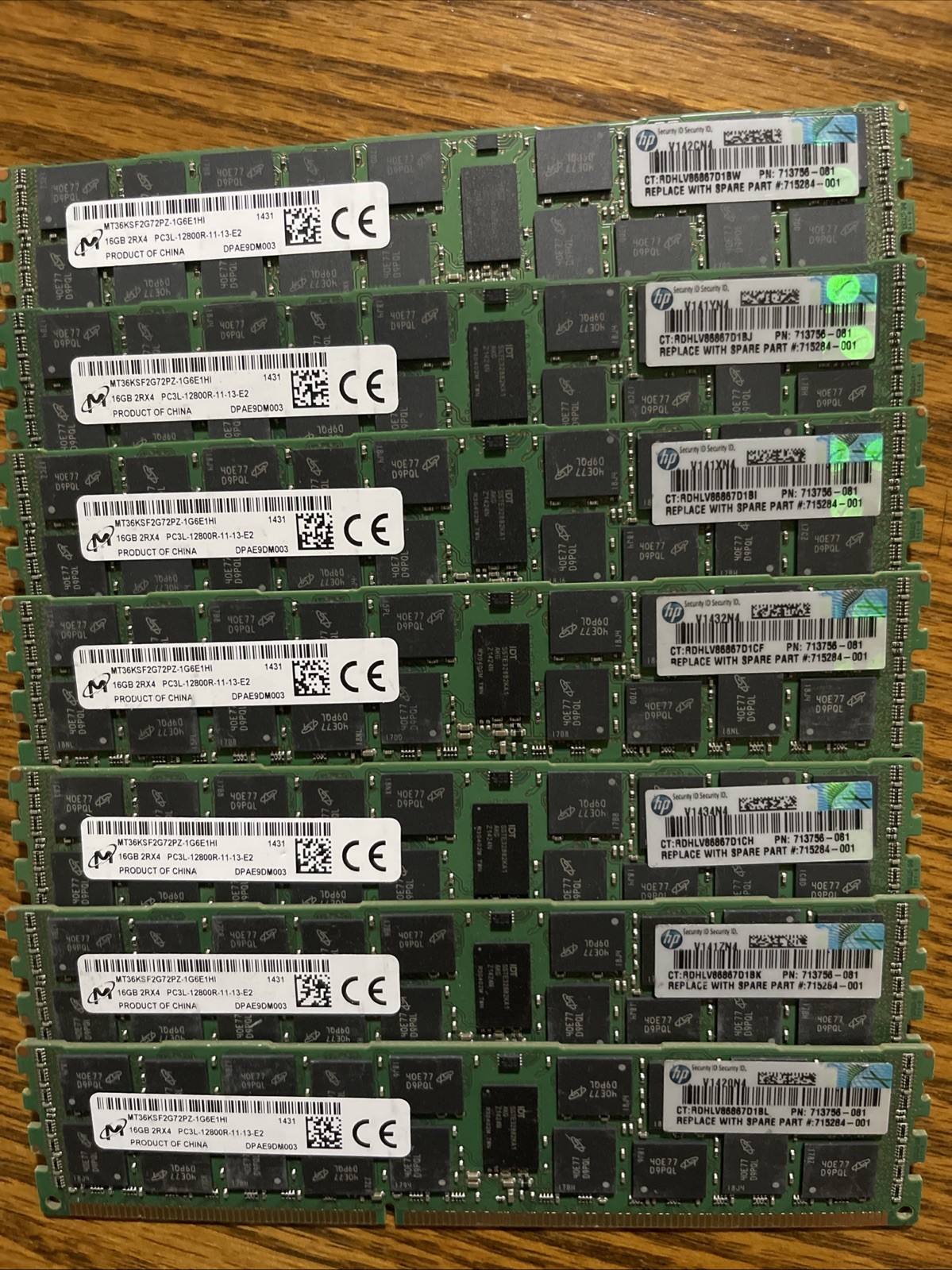 7x Micron 16GB 2Rx4 PC3L-12800R DDR3 1600 MHz 1.35V ECC REG RDIMM Memory RAM