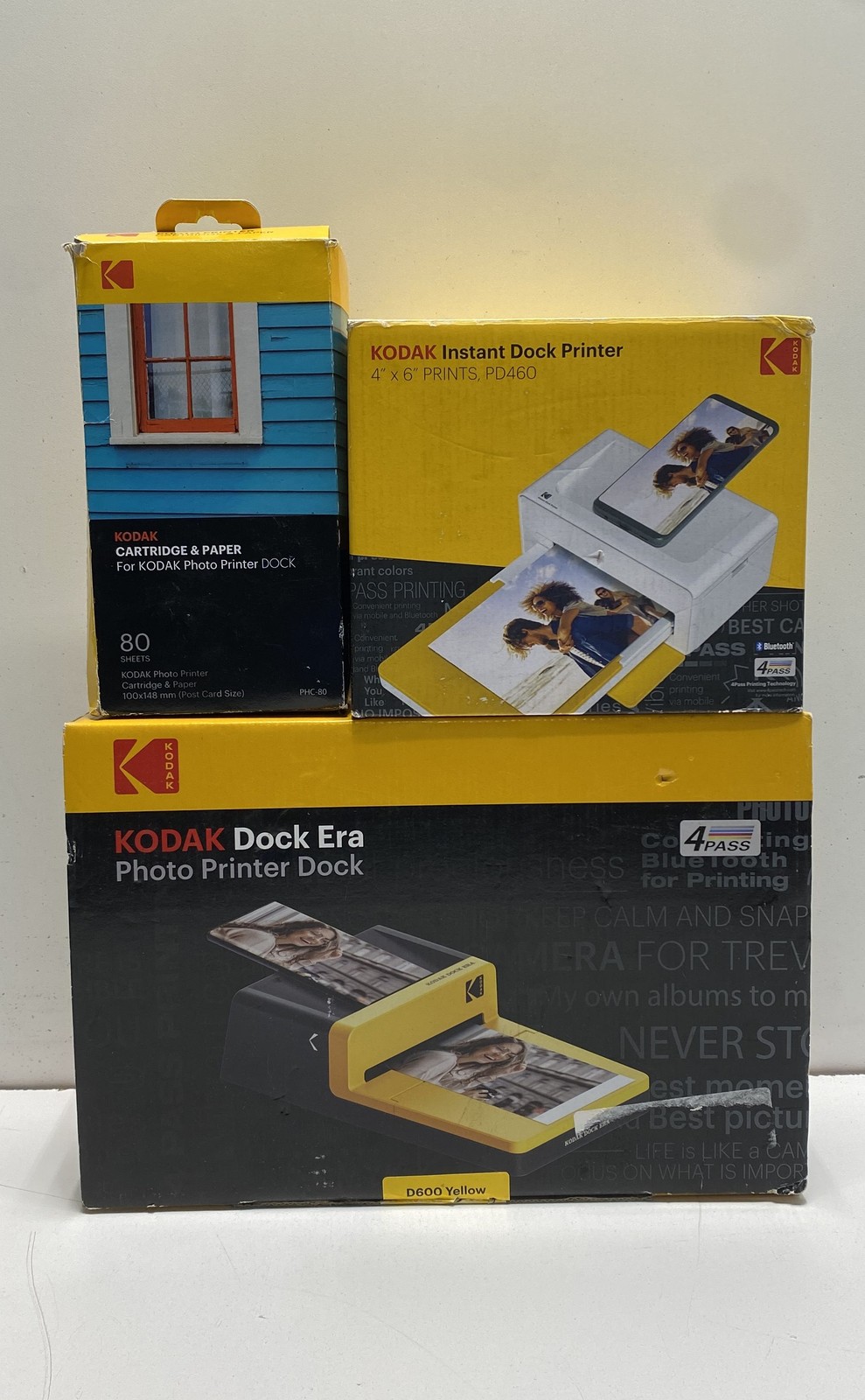 Kodak Instant Dock PD460 & Dock Era D600 Photo Printer Lot + 80 Sheets Paper