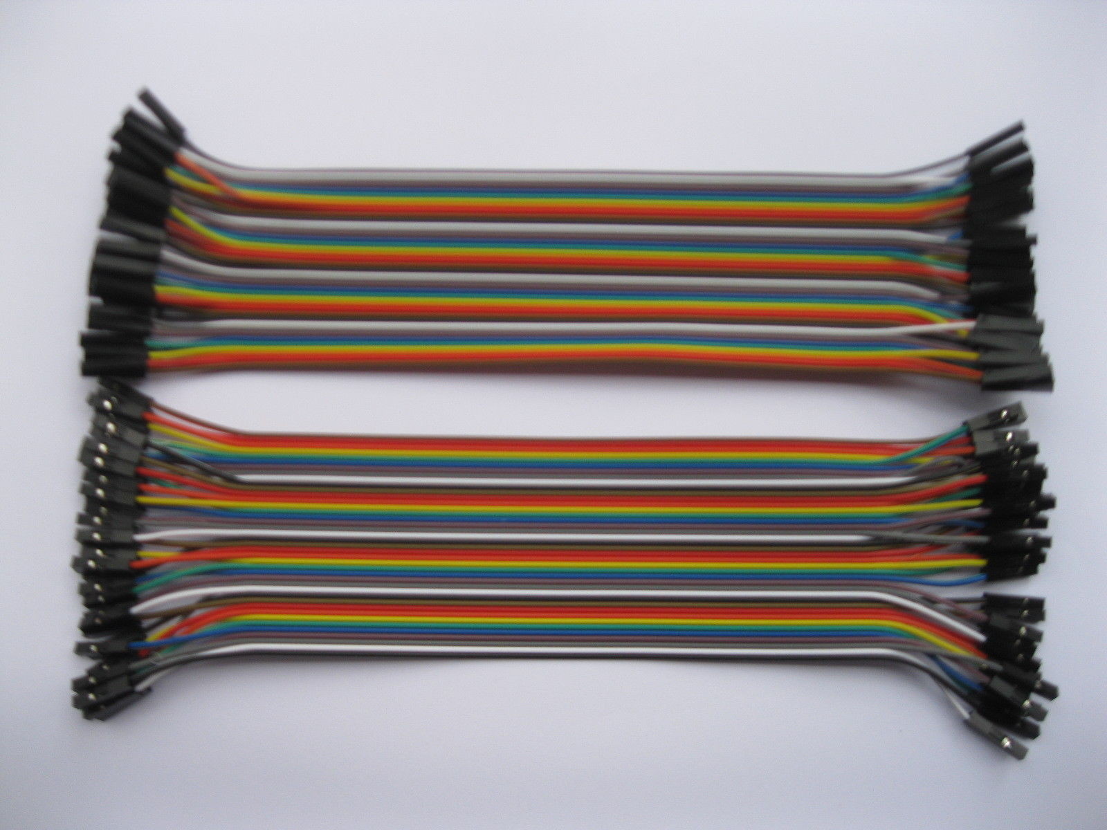 2 pcs Jumper wire Female to Female 40 Pin 2.54mm Coloured Ribbon Cable 30cm(12")