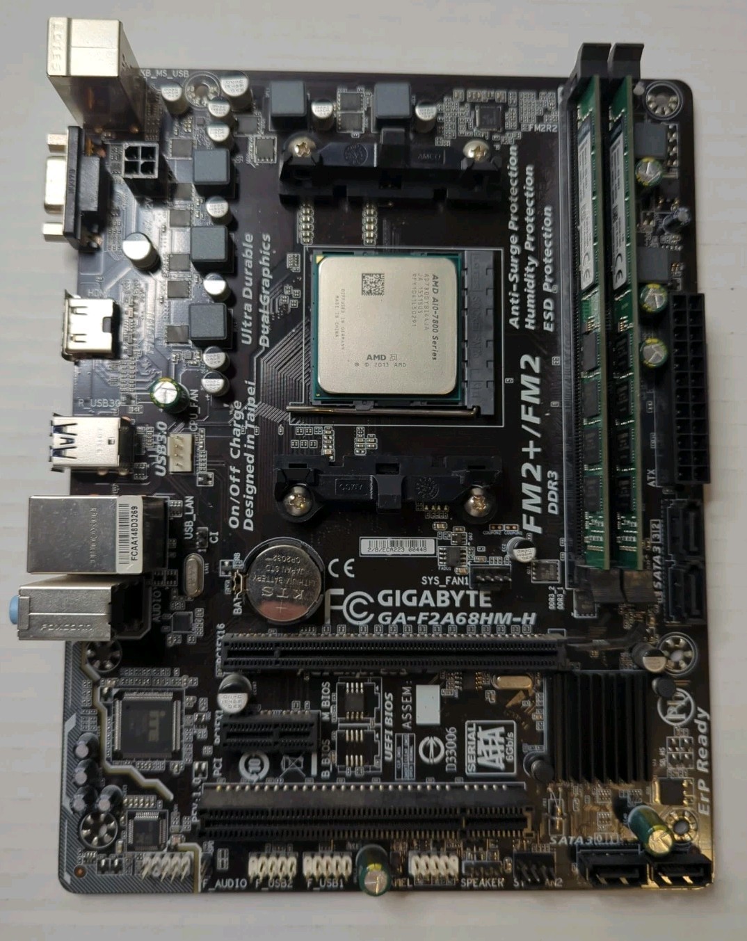 AMD A10-7800 CPU + Gigabyte GA-F2A68HM-H Motherboard Bundle 8GB DDR3 Cooler I/O