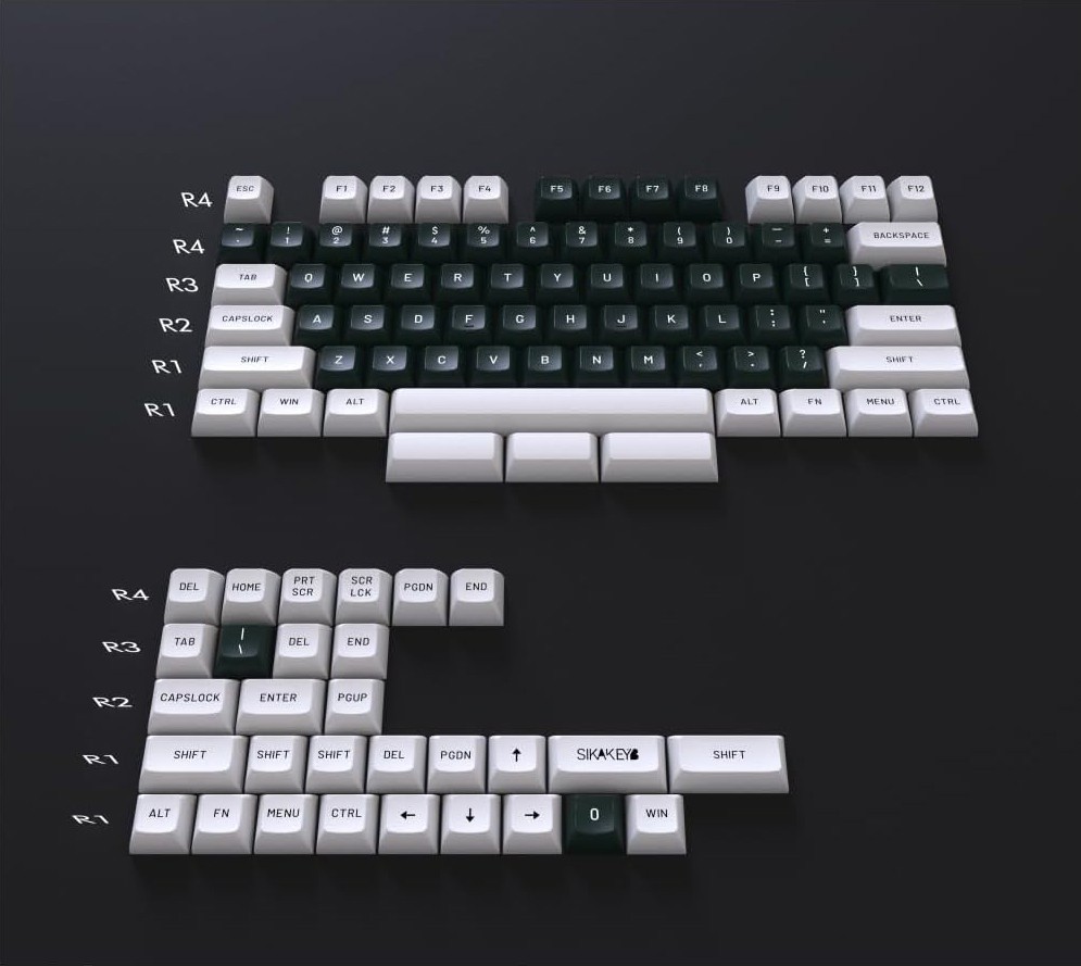 SIKAKEYB PBT Doubleshot Keyboard Keycaps · WHITE / GREEN · 60/64/68/84 · NEW