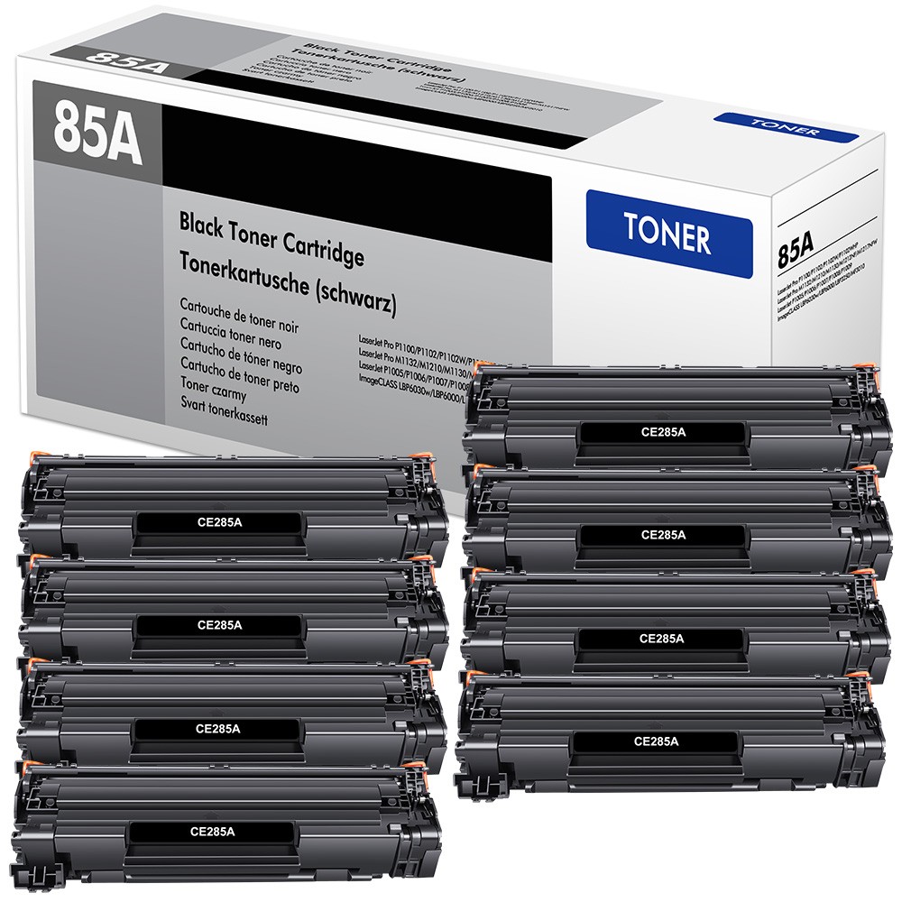 8PK CE285A 85A Black Toner For HP LaserJet P1102 P1102w M1212nf M1217nfw MFP