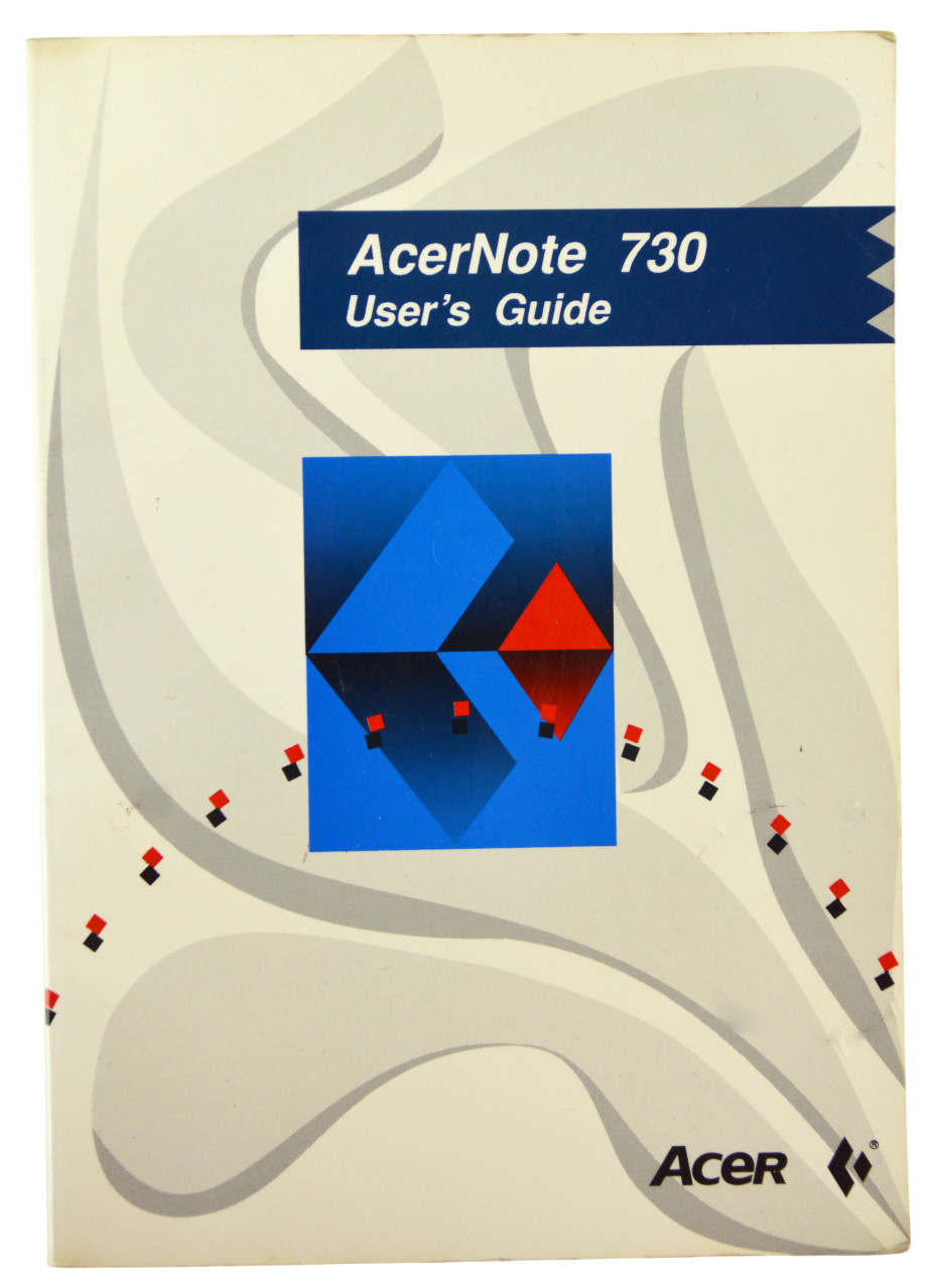 Acer AcerNote 730 User's Guide 1993 Vintage Laptop Computer Manual