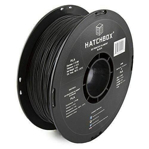 HATCHBOX PLA 1.75 mm 3D Printer Filament in Black, 1kg Spool