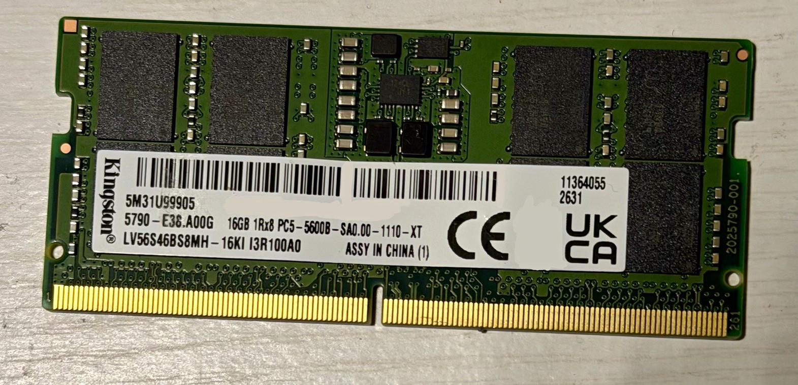 Kingston ValueRAM 16GB DDR5 SO-DIMM 262-Pin PC5-5600B Non-ECC