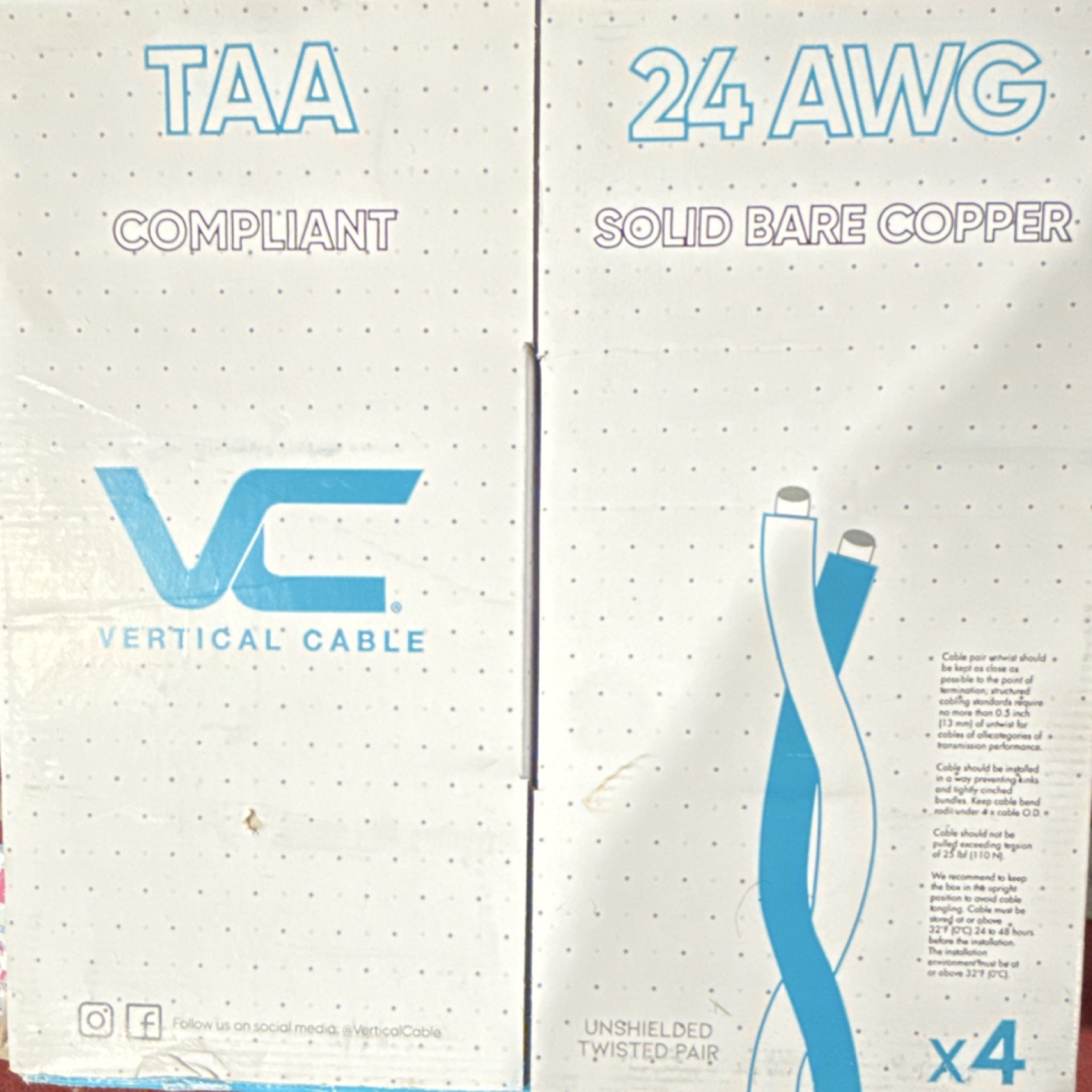 Vertical Cable Cat5e CMR Riser Rated Solid Bare Copper Blue Cable 1000ft